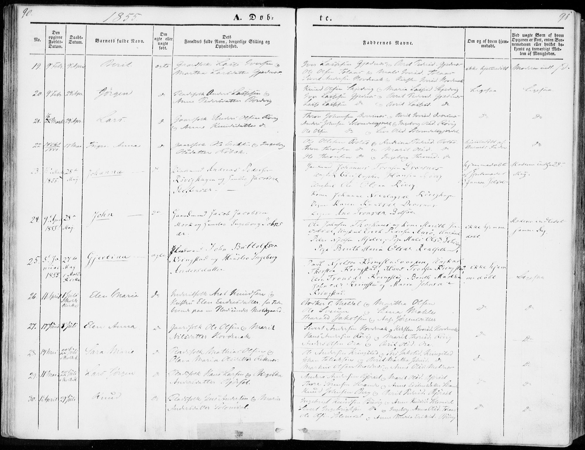 Ministerialprotokoller, klokkerbøker og fødselsregistre - Møre og Romsdal, SAT/A-1454/555/L0653: Parish register (official) no. 555A04, 1843-1869, p. 90-91