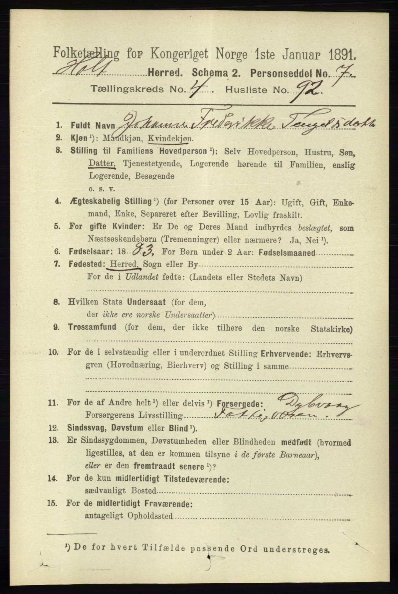 RA, 1891 census for 0914 Holt, 1891, p. 2210