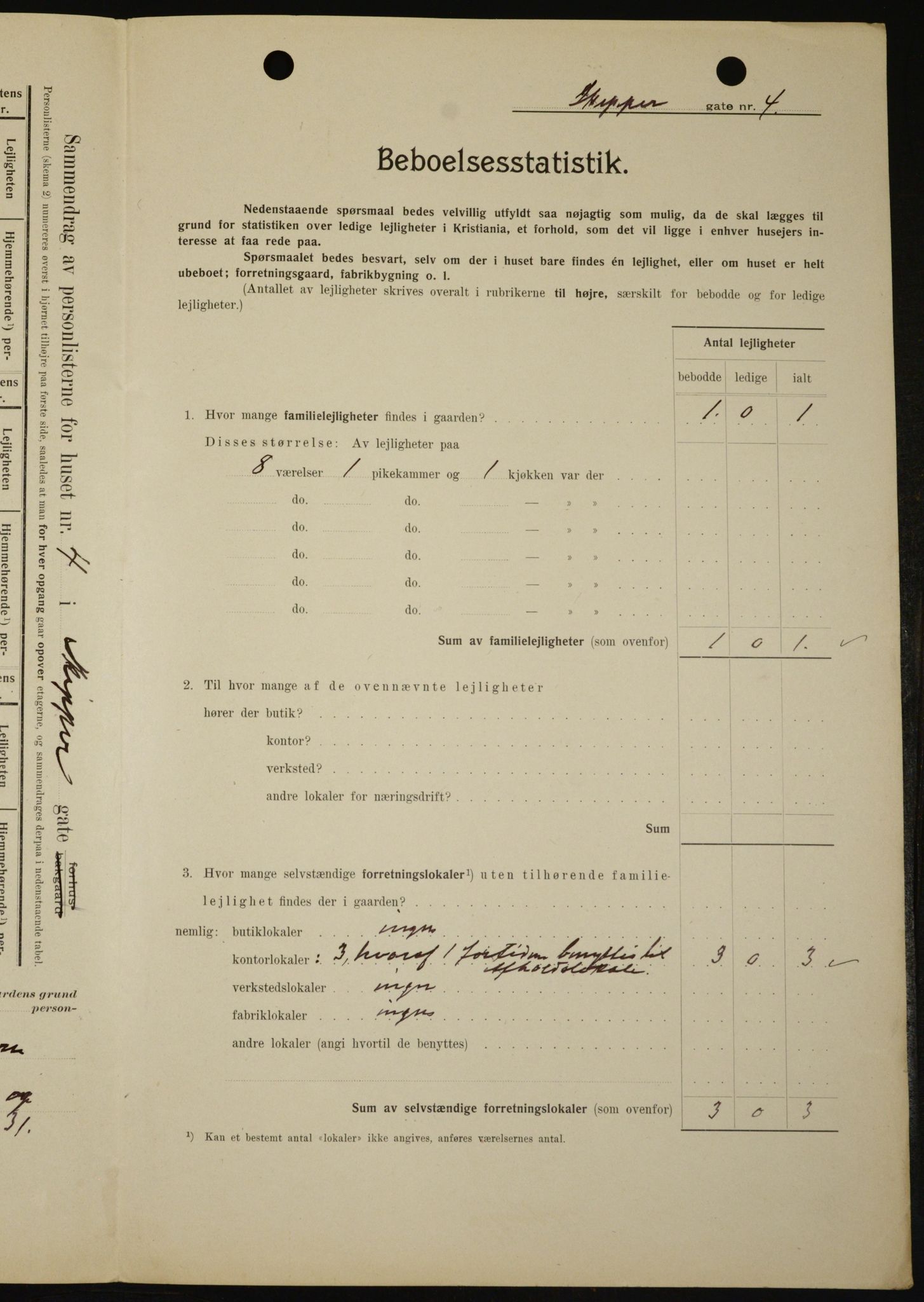 OBA, Municipal Census 1909 for Kristiania, 1909, p. 86520