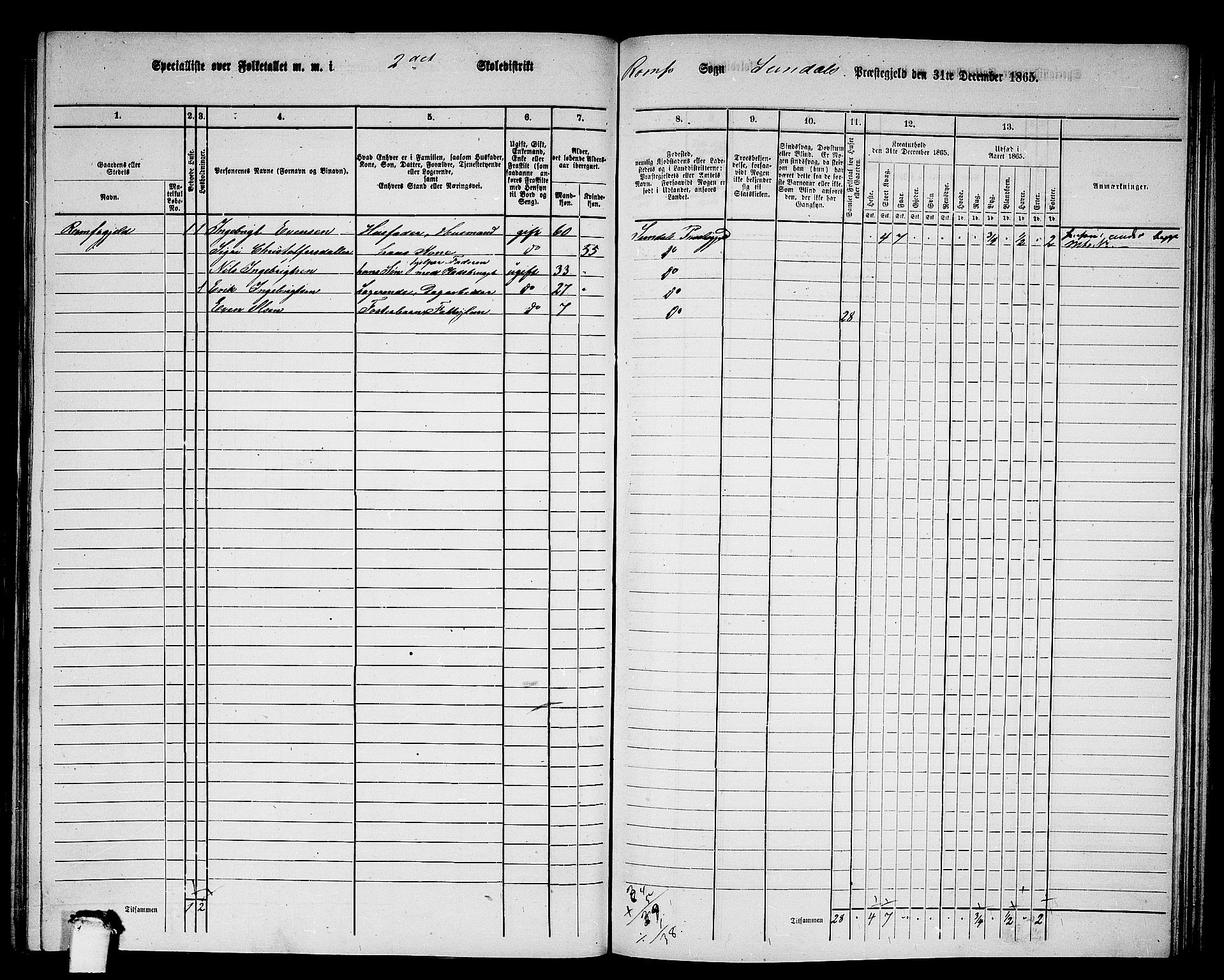 RA, 1865 census for Sunndal, 1865, p. 40