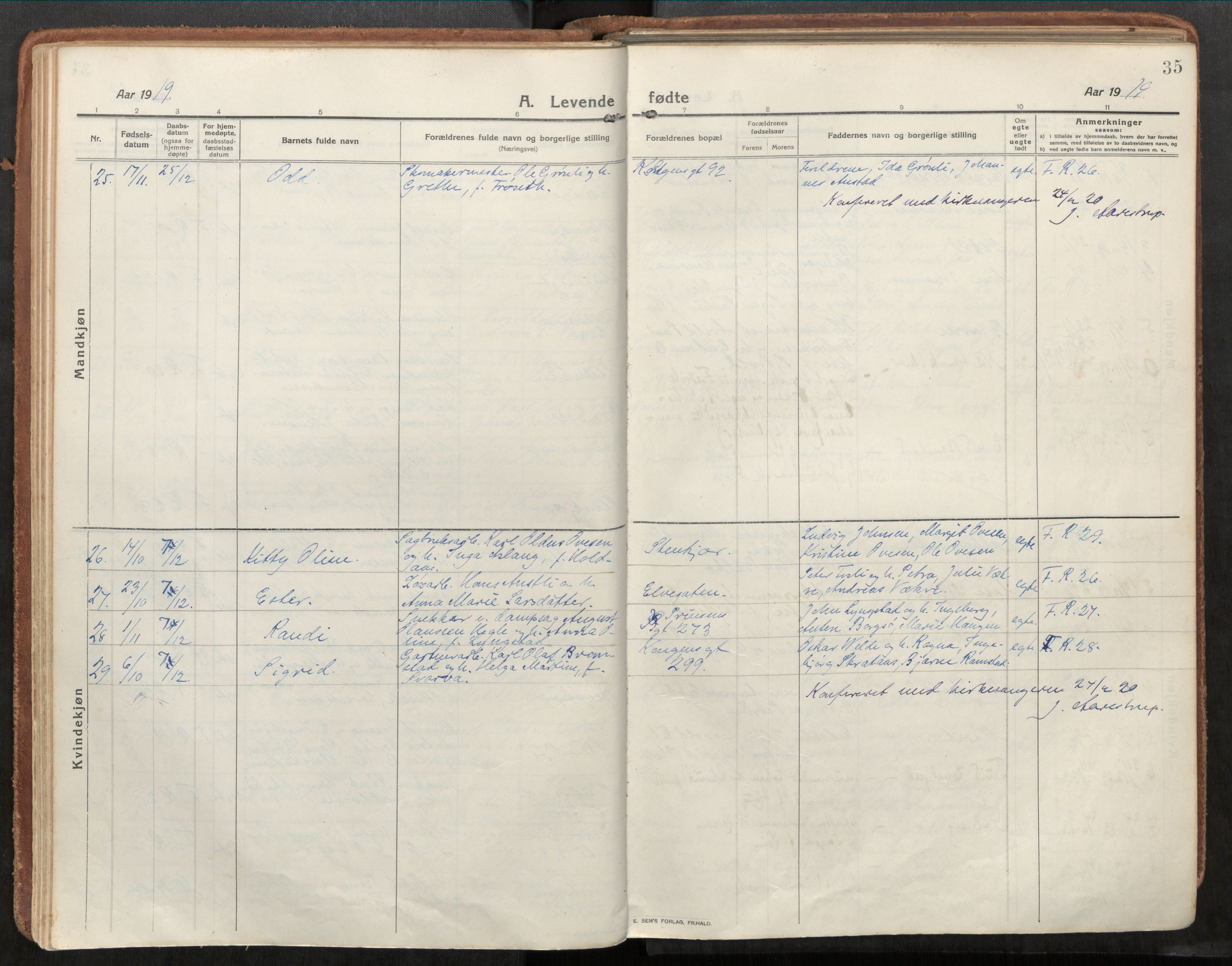 Steinkjer sokneprestkontor, SAT/A-1541/01/H/Ha/Haa/L0003: Parish register (official) no. 3, 1913-1922, p. 35