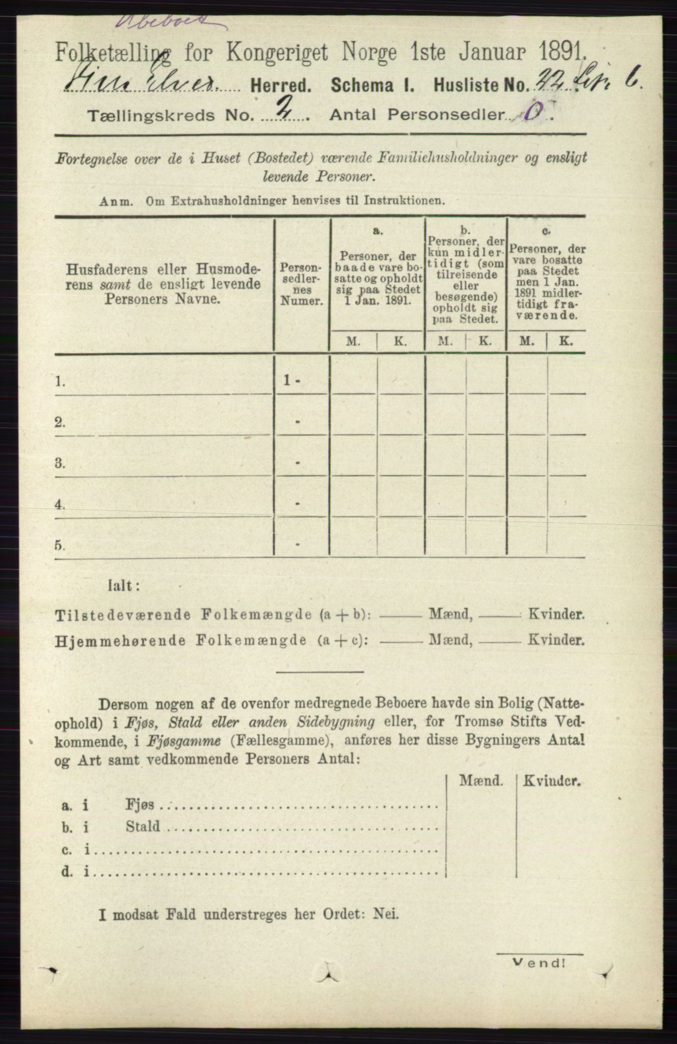 RA, 1891 census for 0438 Lille Elvedalen, 1891, p. 506