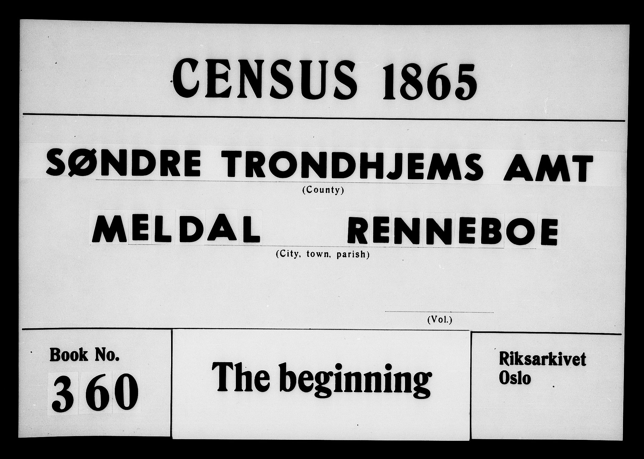 RA, 1865 census for Meldal, 1865, p. 1