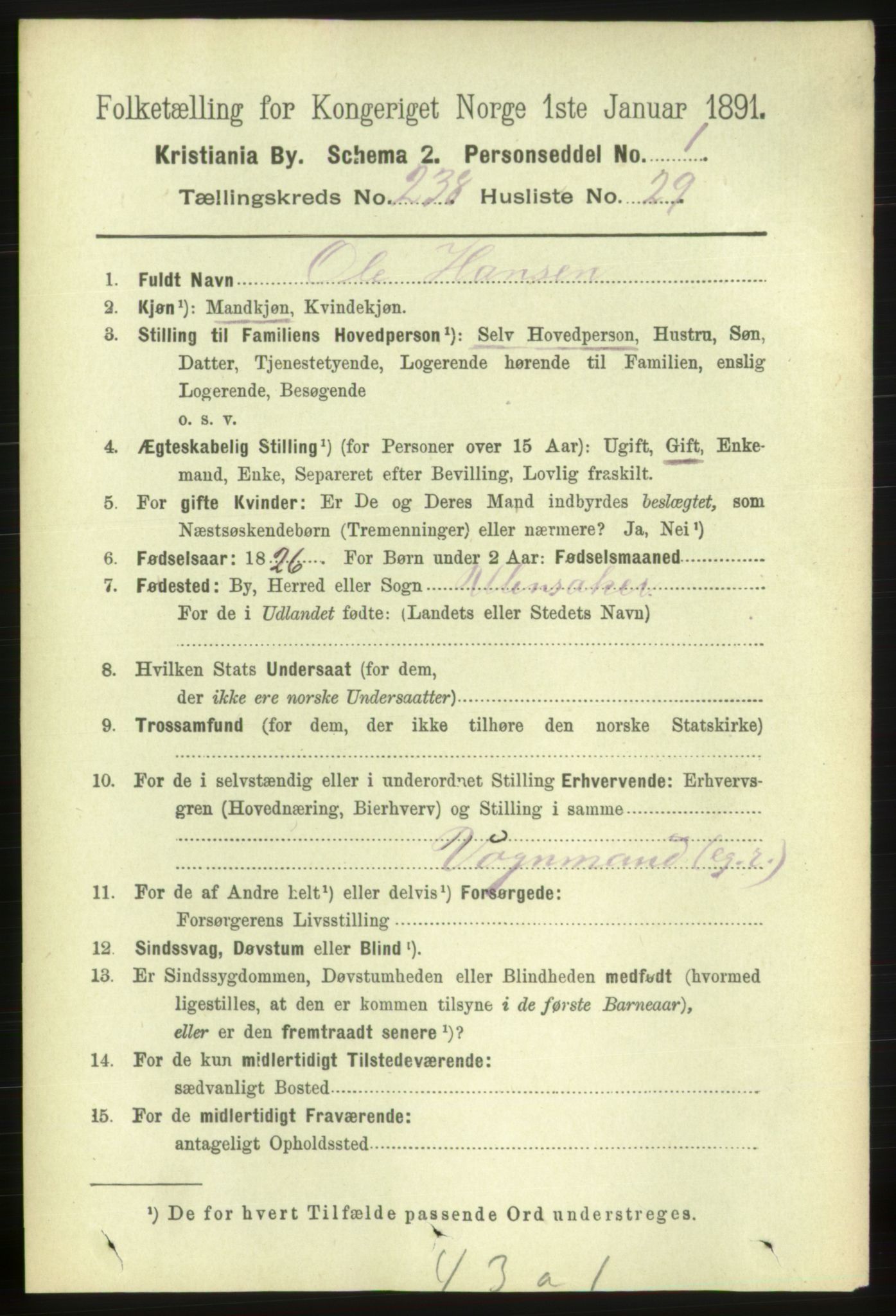 RA, 1891 census for 0301 Kristiania, 1891, p. 145223