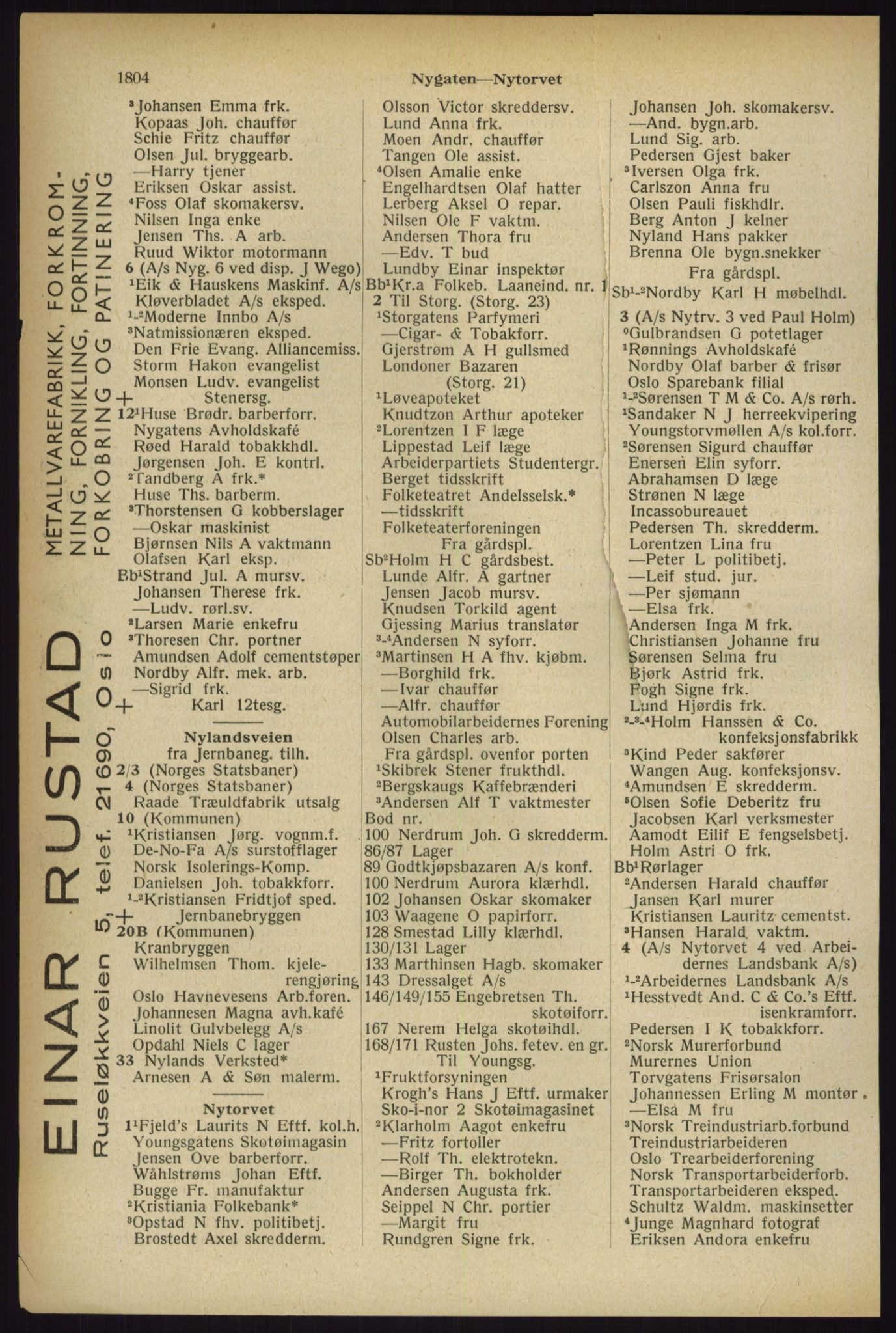 Kristiania/Oslo adressebok, PUBL/-, 1933, p. 1804