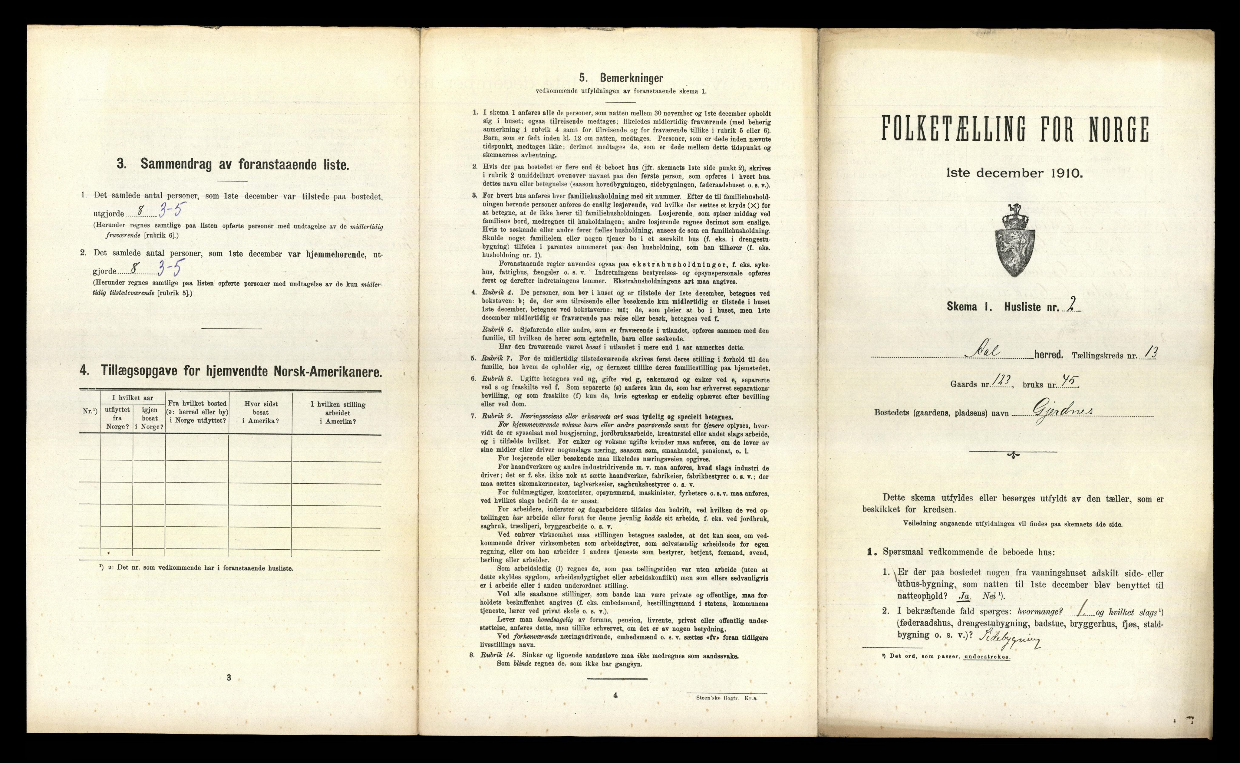 RA, 1910 census for Ål, 1910, p. 1155