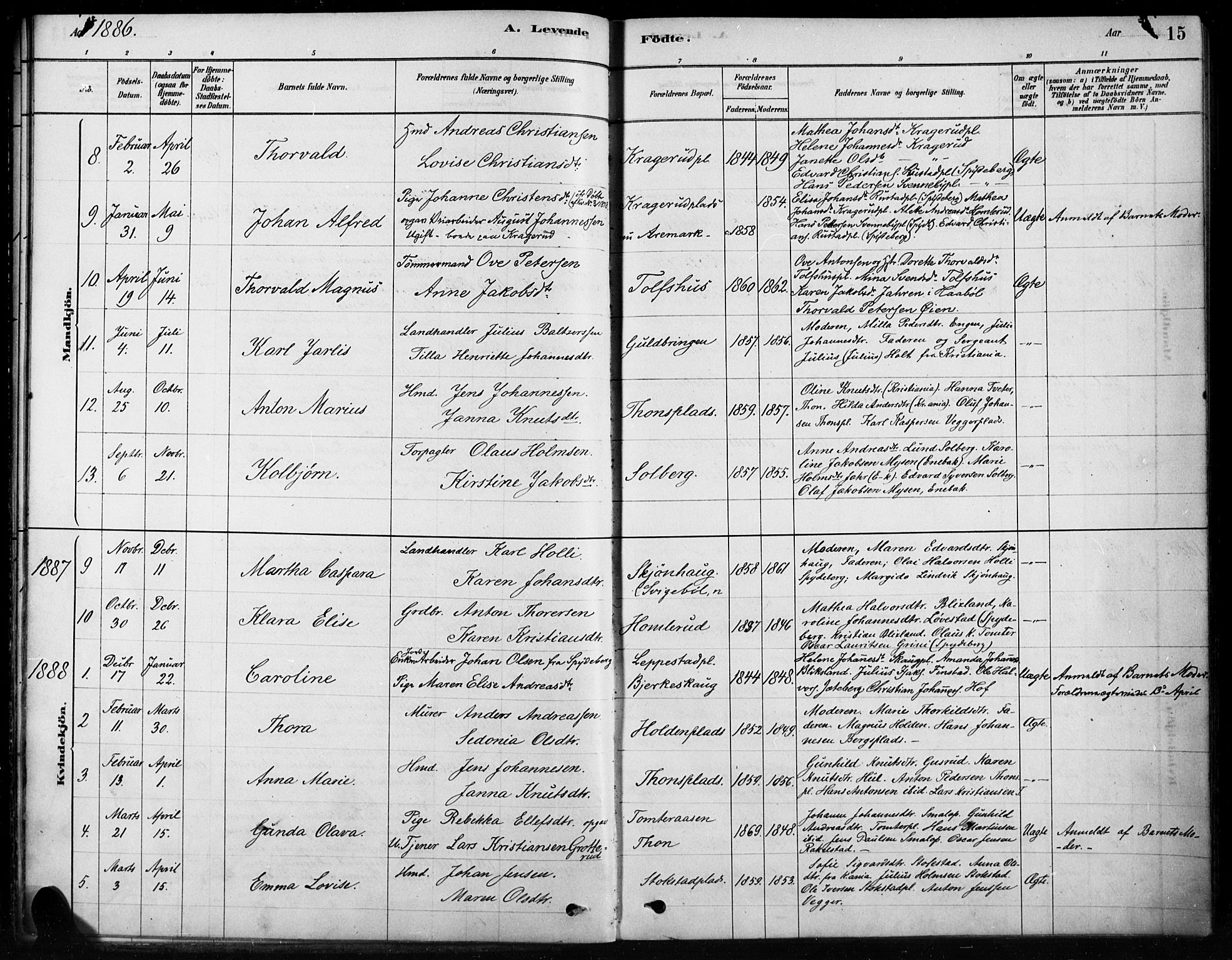 Hobøl prestekontor Kirkebøker, AV/SAO-A-2002/F/Fb/L0001: Parish register (official) no. II 1, 1878-1904, p. 15