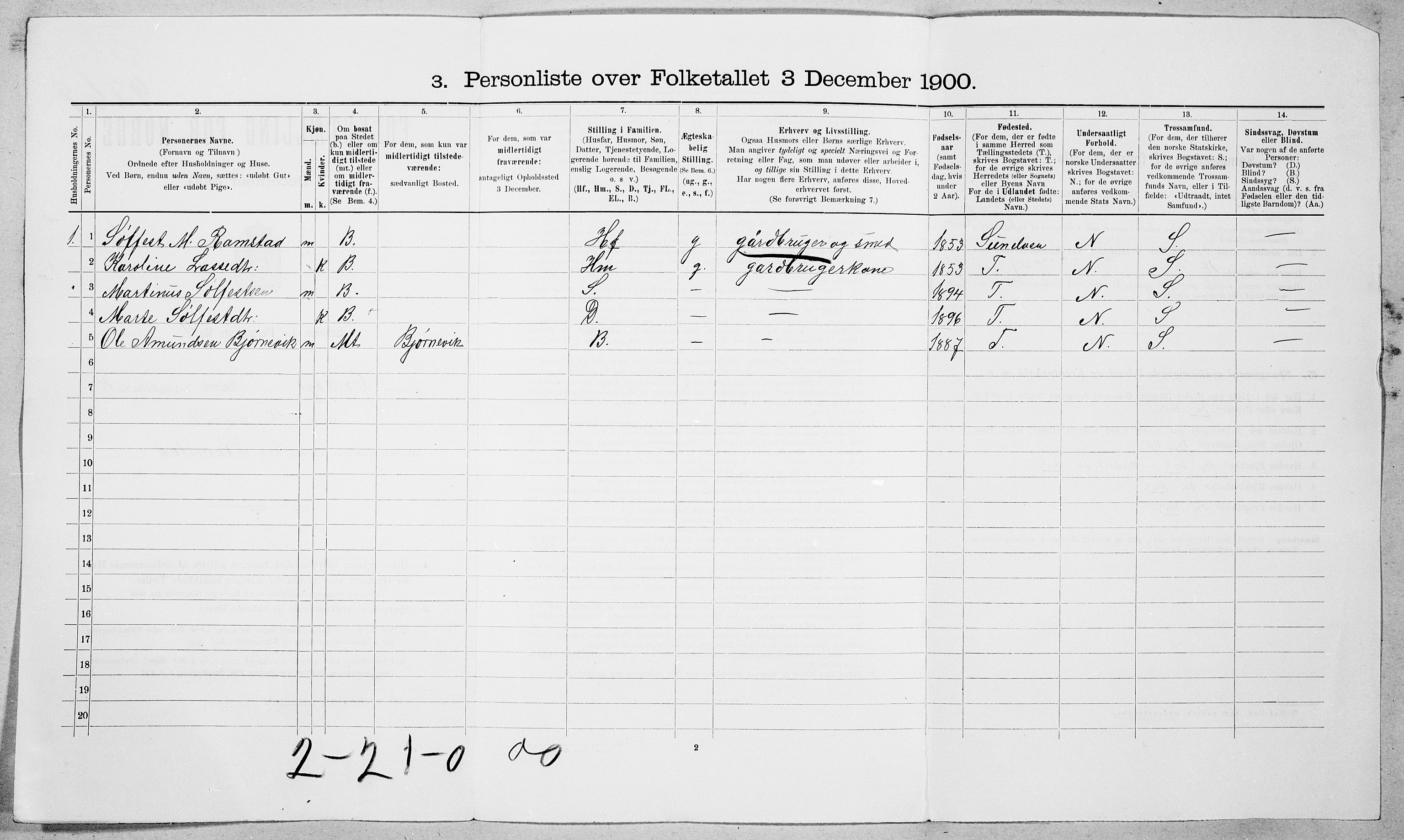 SAT, 1900 census for Ørskog, 1900, p. 39