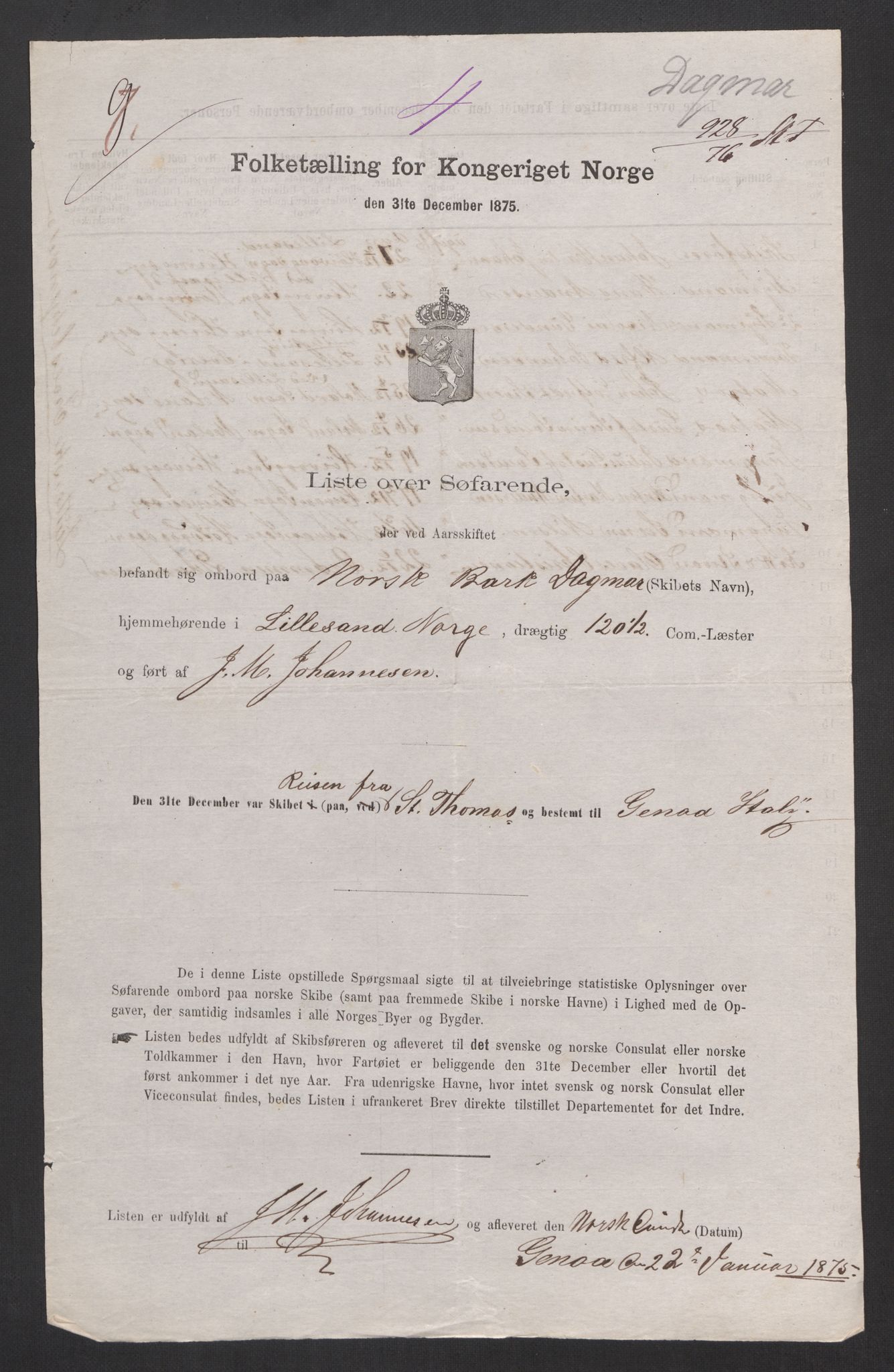 RA, 1875 census, lists of crew on ships: Ships in ports abroad, 1875, p. 193