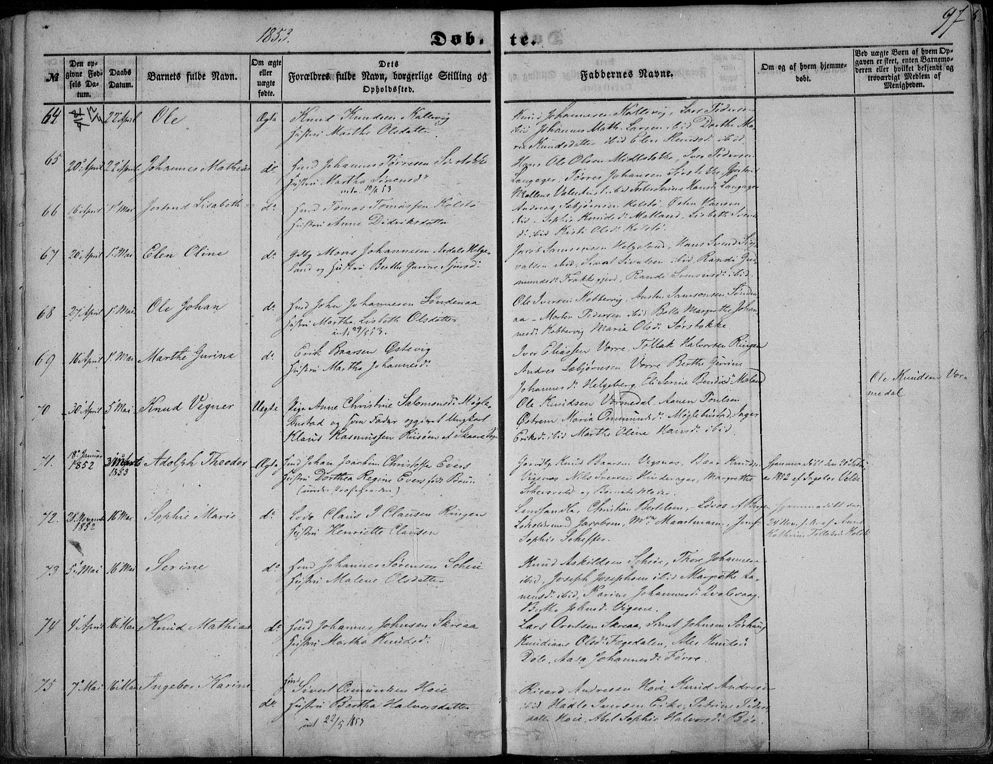 Avaldsnes sokneprestkontor, SAST/A -101851/H/Ha/Haa/L0008: Parish register (official) no. A 8, 1847-1857, p. 97