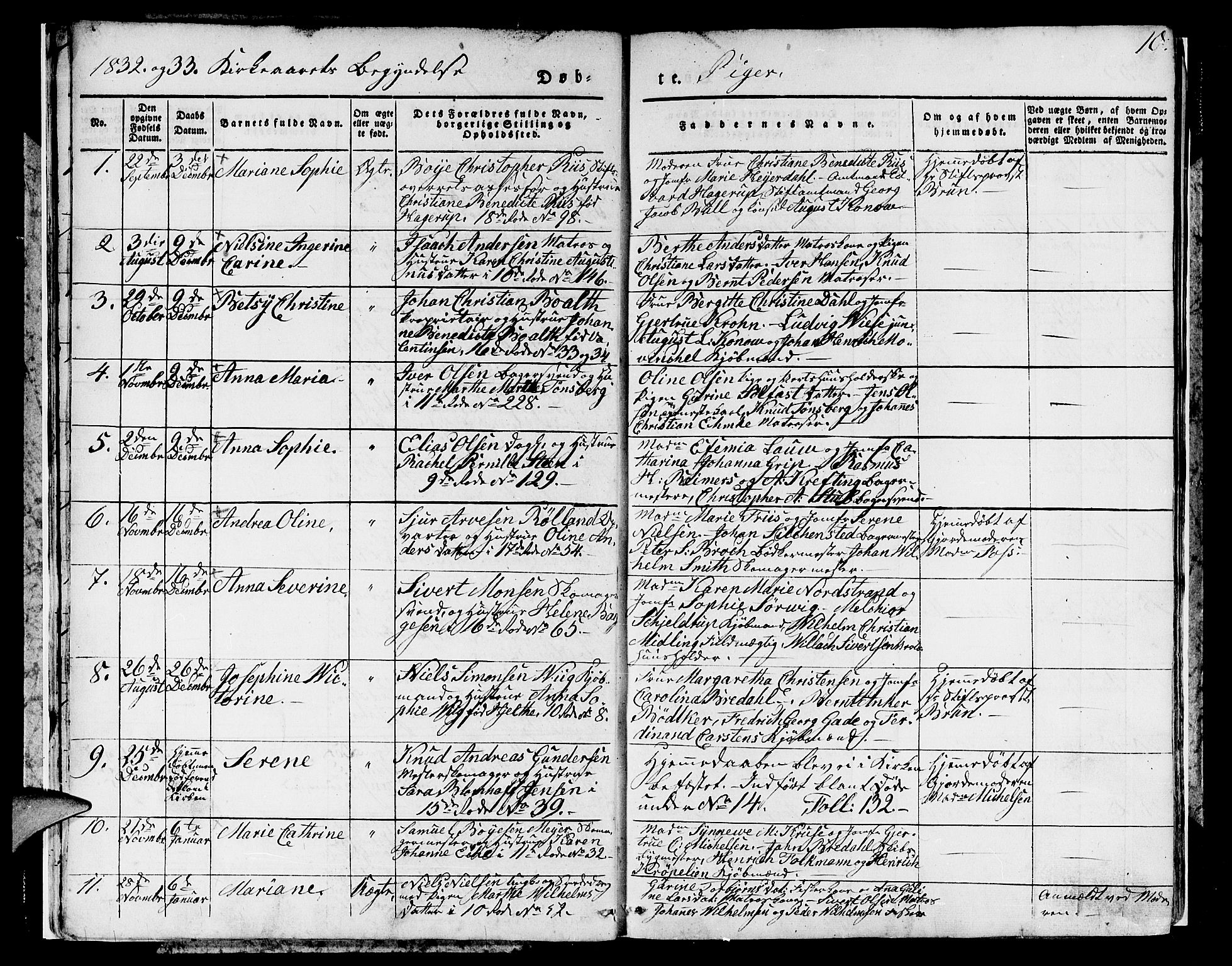 Domkirken sokneprestembete, SAB/A-74801/H/Hab/L0007: Parish register (copy) no. A 7, 1832-1836, p. 10
