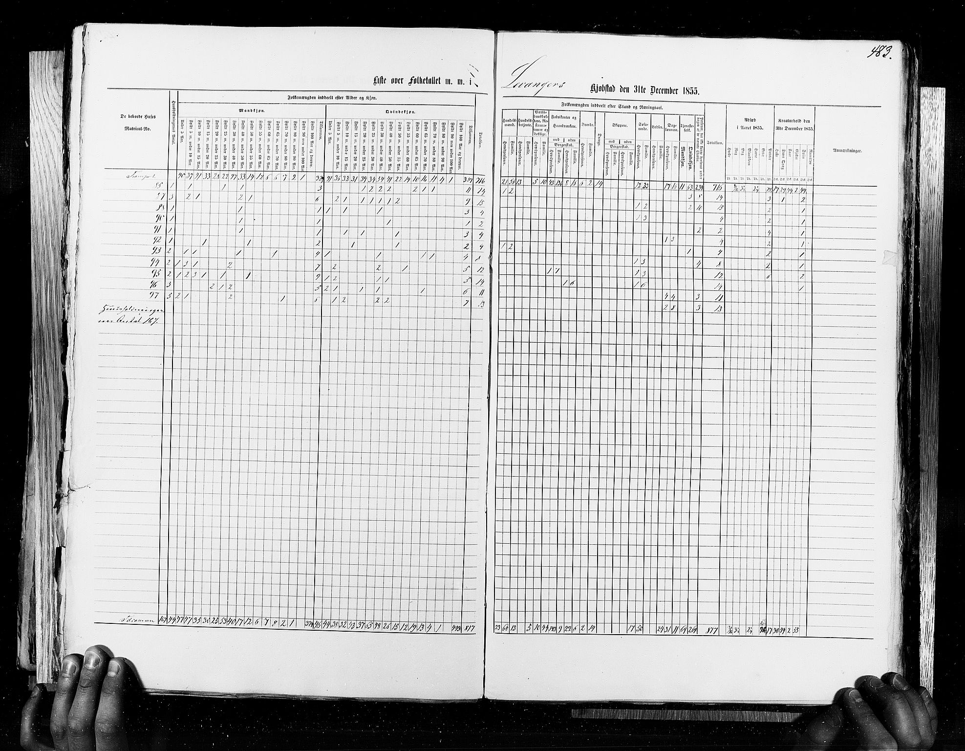 RA, Census 1855, vol. 8: Risør-Vadsø, 1855, p. 483