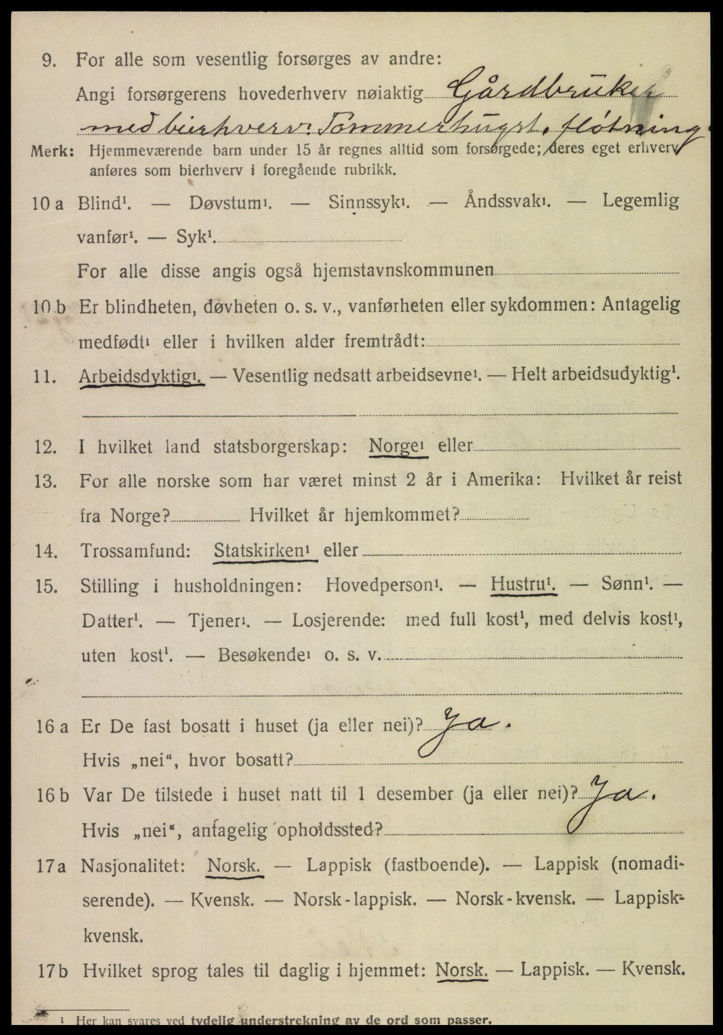 SAT, 1920 census for Snåsa, 1920, p. 5195