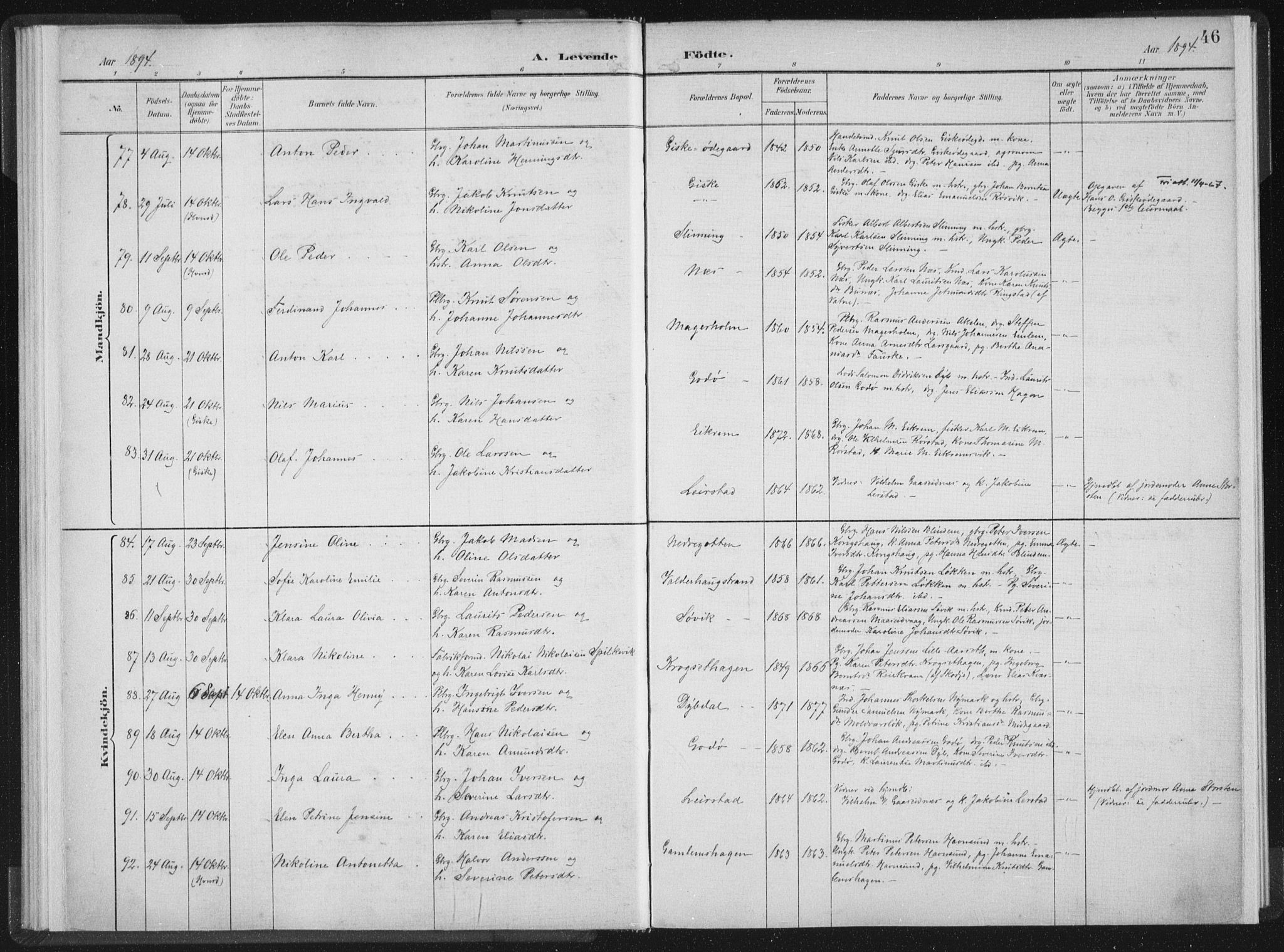 Ministerialprotokoller, klokkerbøker og fødselsregistre - Møre og Romsdal, AV/SAT-A-1454/528/L0405: Parish register (official) no. 528A14, 1891-1906, p. 46