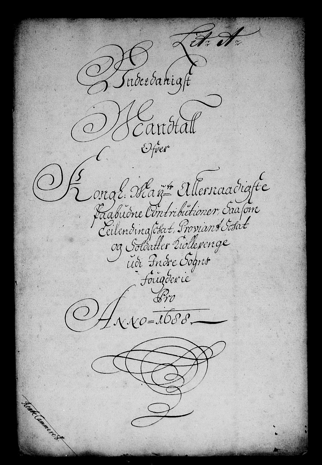 Rentekammeret inntil 1814, Reviderte regnskaper, Stiftamtstueregnskaper, Bergen stiftamt, RA/EA-6043/R/Rc/L0088: Bergen stiftamt, 1688