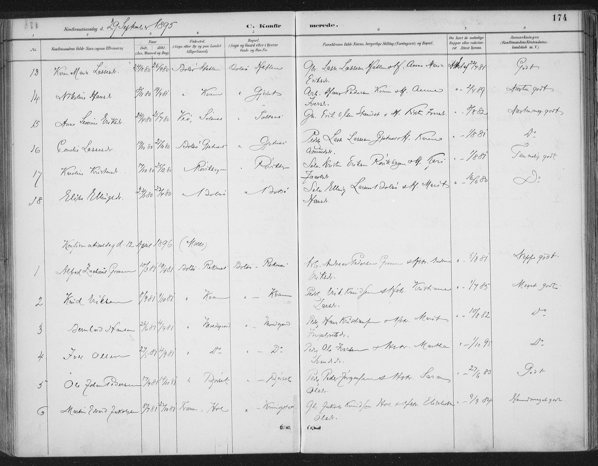 Ministerialprotokoller, klokkerbøker og fødselsregistre - Møre og Romsdal, SAT/A-1454/555/L0658: Parish register (official) no. 555A09, 1887-1917, p. 174