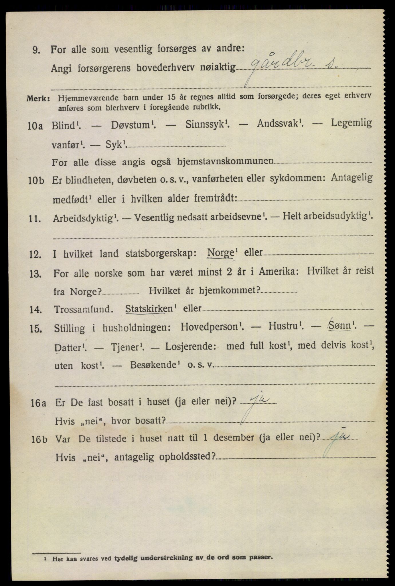 SAKO, 1920 census for Bamble, 1920, p. 4294