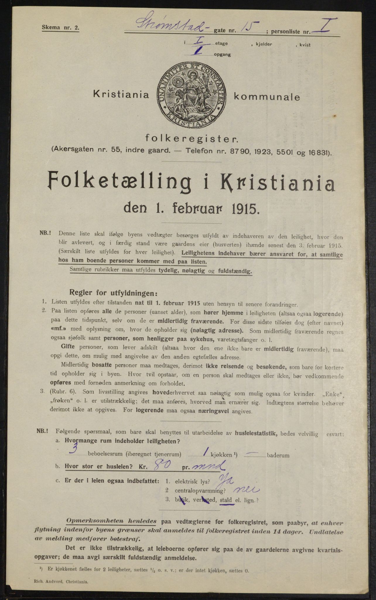 OBA, Municipal Census 1915 for Kristiania, 1915, p. 104112