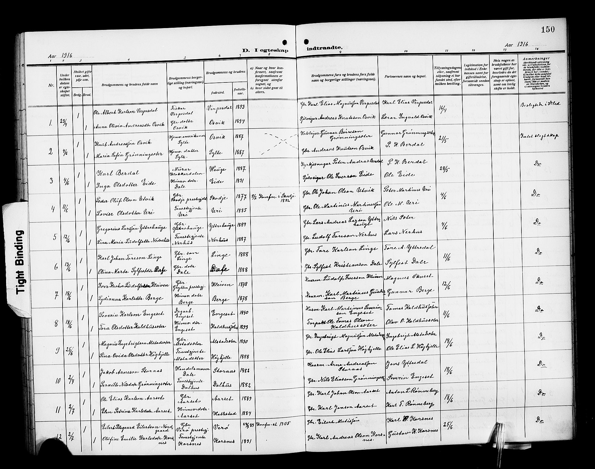 Ministerialprotokoller, klokkerbøker og fødselsregistre - Møre og Romsdal, AV/SAT-A-1454/519/L0265: Parish register (copy) no. 519C06, 1911-1921, p. 150