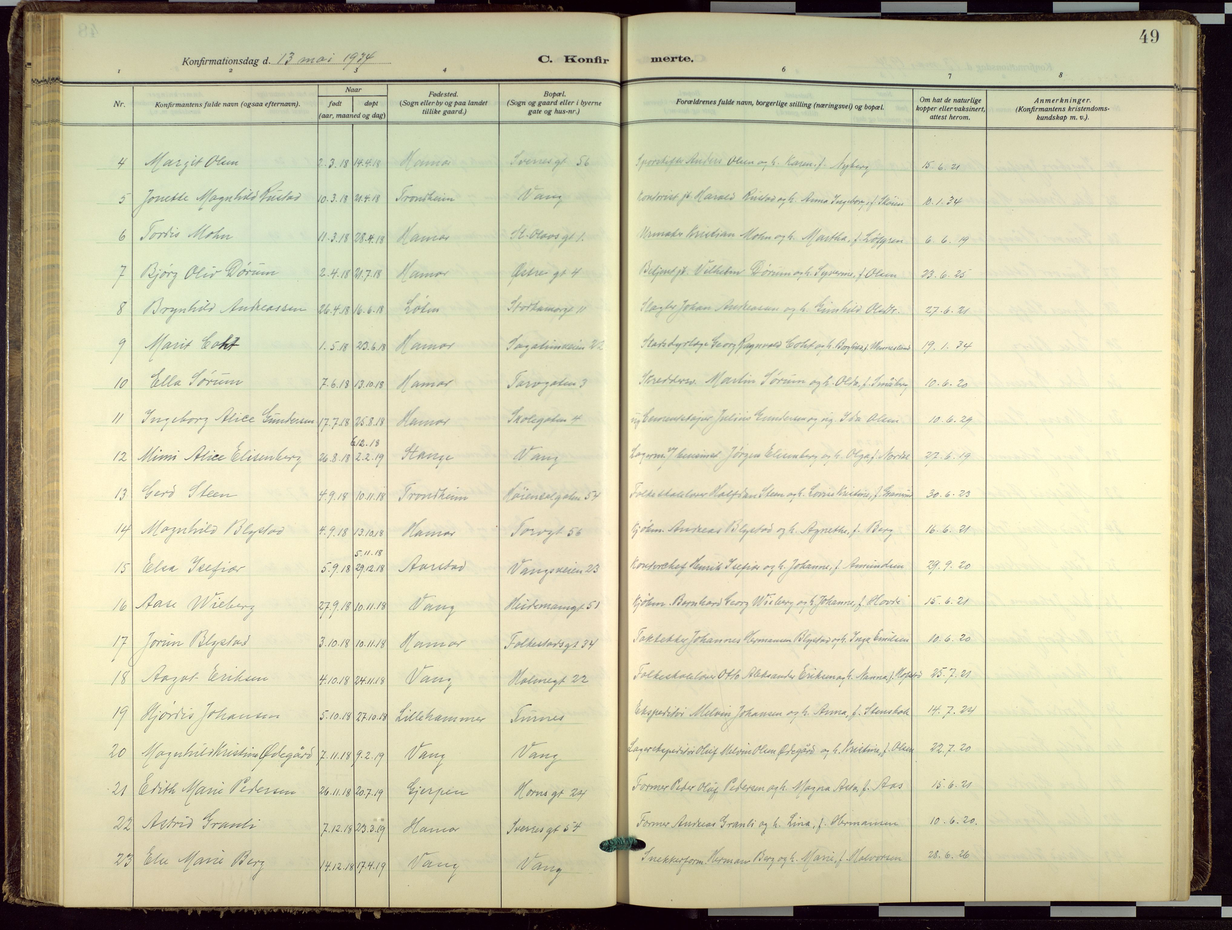 Hamar prestekontor, AV/SAH-DOMPH-002/H/Ha/Haa/L0005: Parish register (official) no. 5, 1929-1958, p. 49