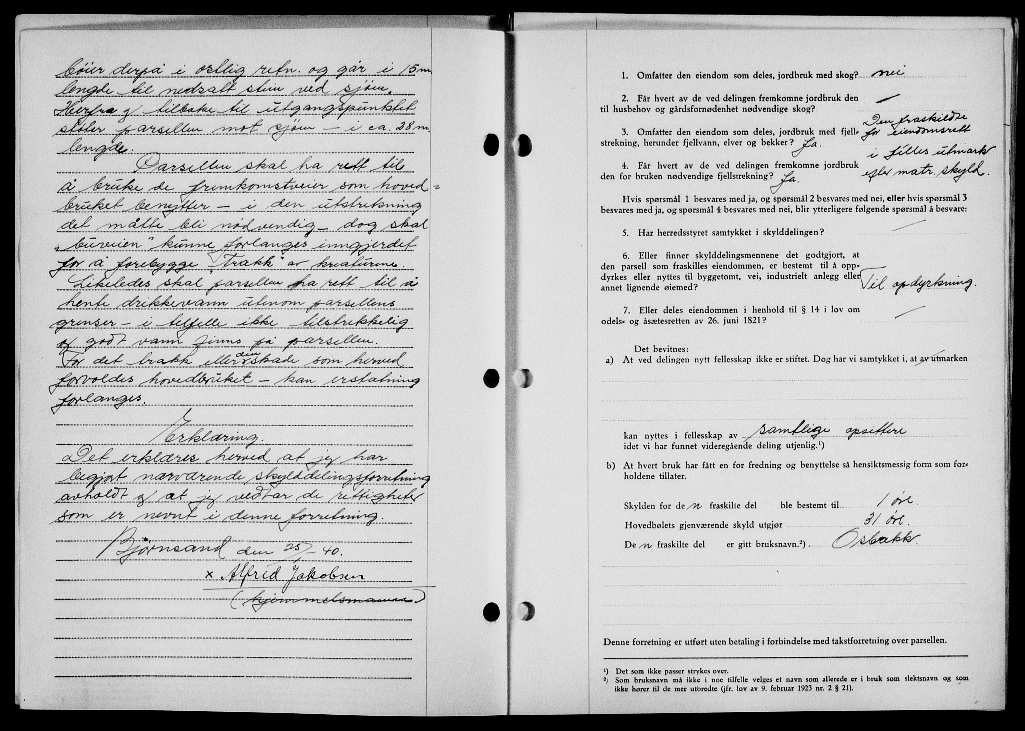 Lofoten sorenskriveri, SAT/A-0017/1/2/2C/L0007a: Mortgage book no. 7a, 1939-1940, Diary no: : 238/1940