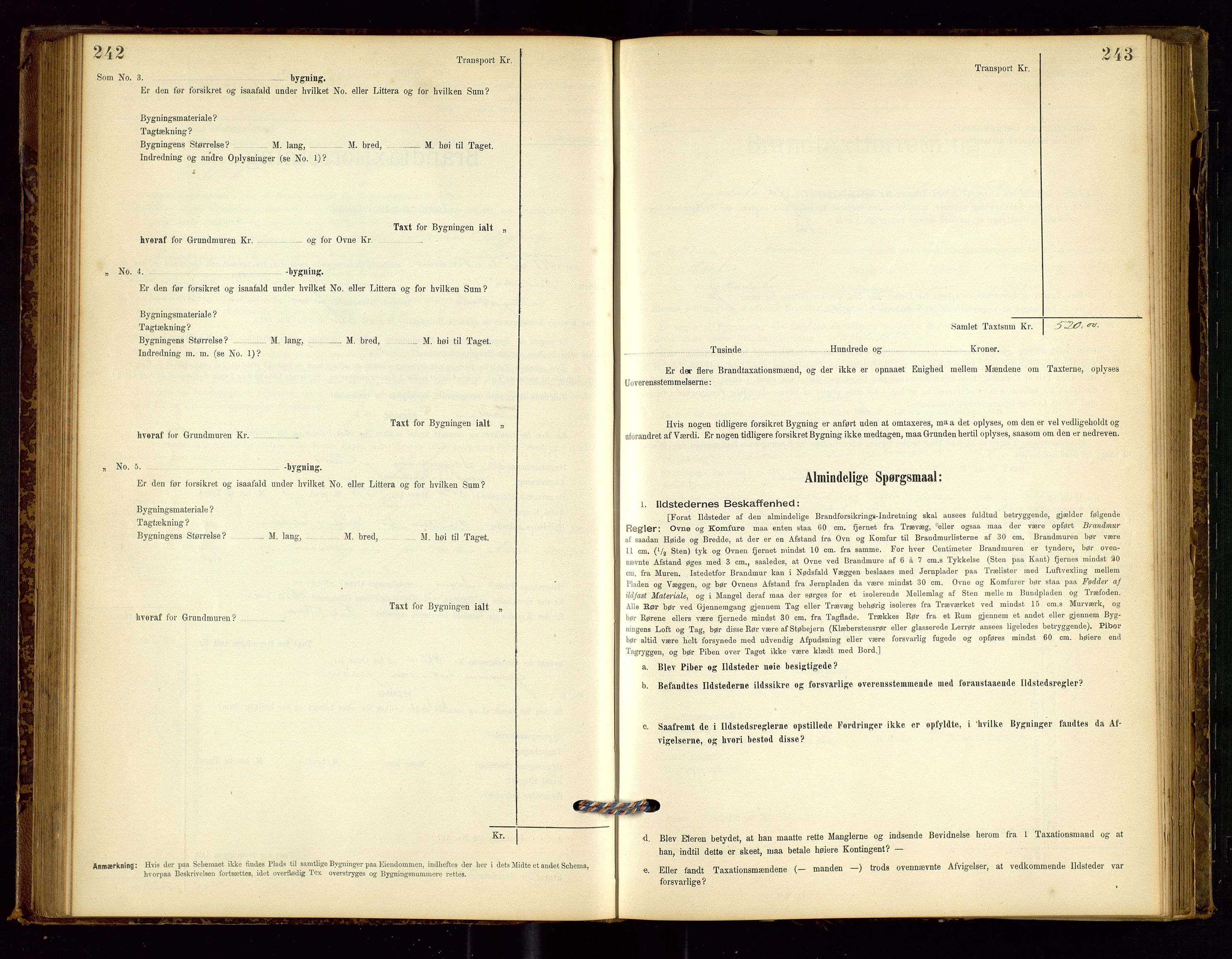 Sokndal lensmannskontor, SAST/A-100417/Gob/L0001: "Brandtaxt-Protokol", 1895-1902, p. 242-243