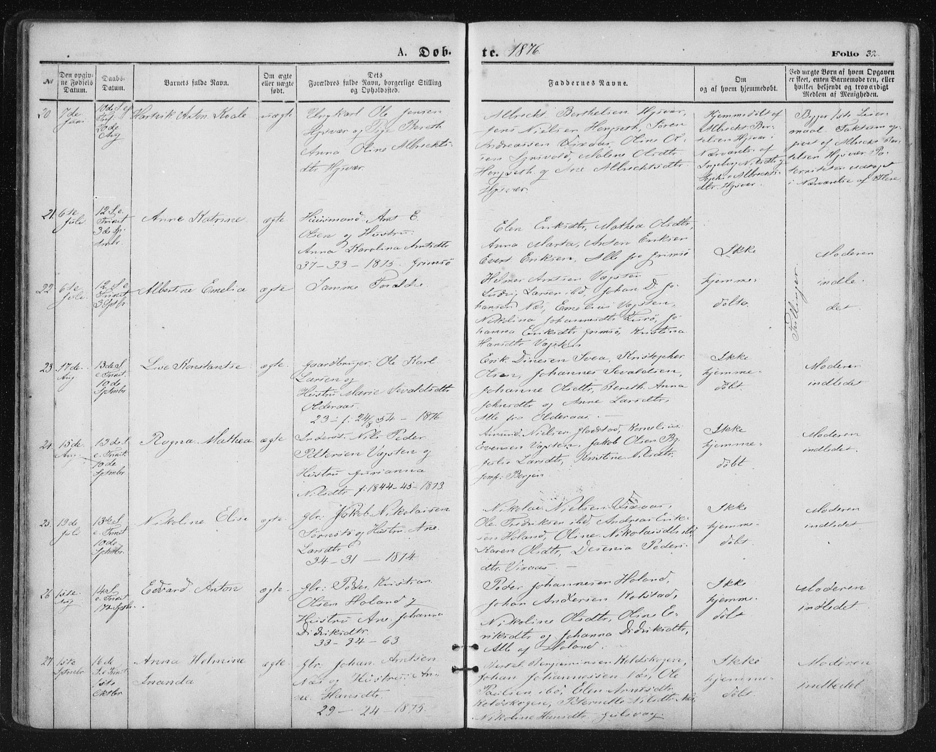 Ministerialprotokoller, klokkerbøker og fødselsregistre - Nordland, AV/SAT-A-1459/816/L0241: Parish register (official) no. 816A07, 1870-1885, p. 32