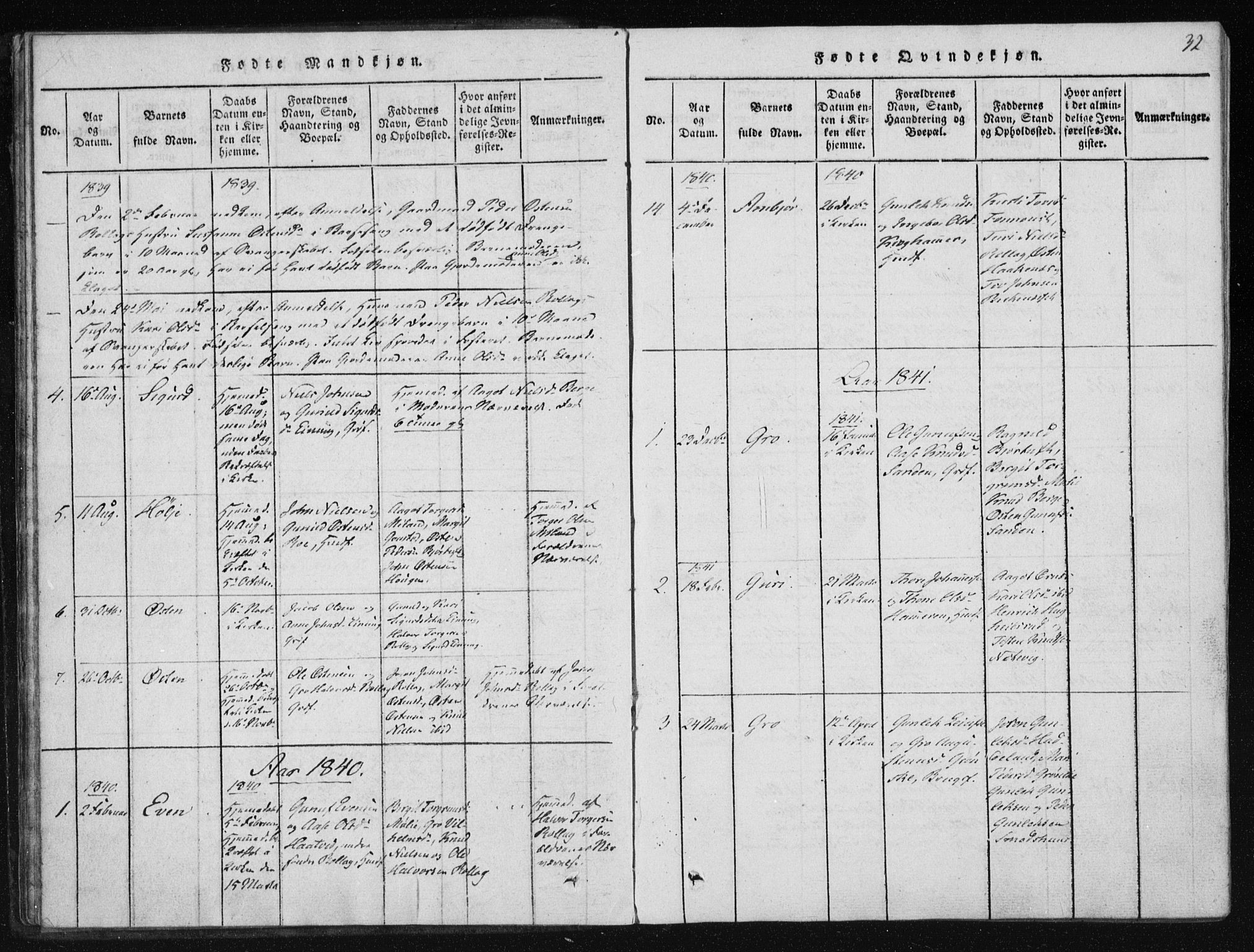 Tinn kirkebøker, SAKO/A-308/F/Fb/L0001: Parish register (official) no. II 1, 1815-1843, p. 32