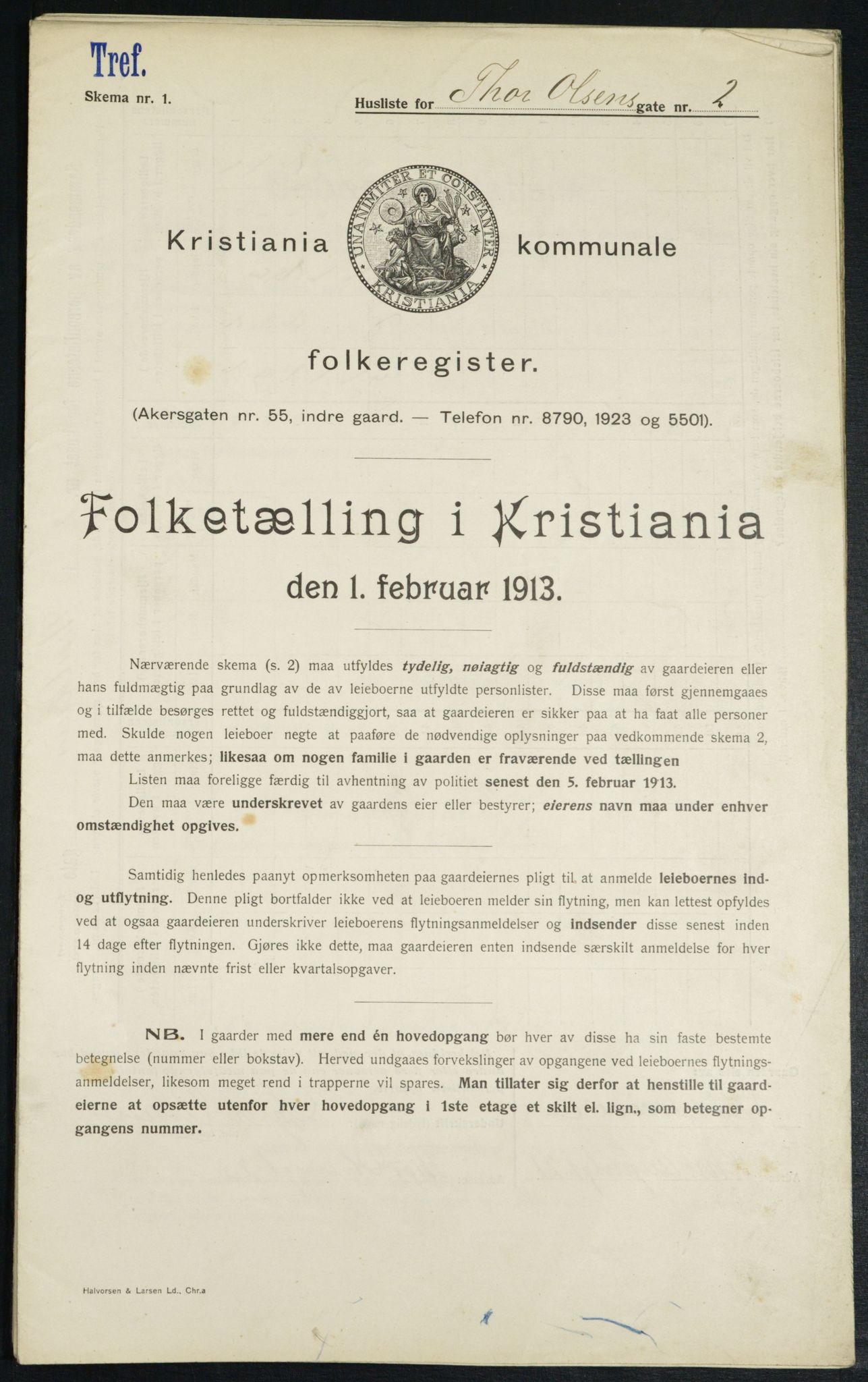 OBA, Municipal Census 1913 for Kristiania, 1913, p. 109284