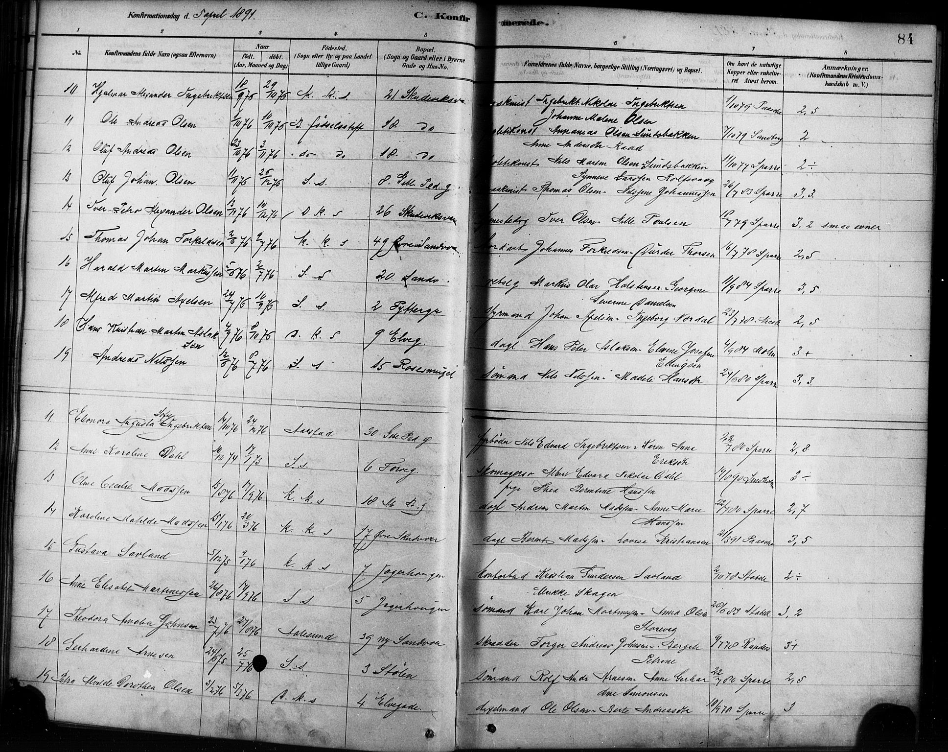 Sandviken Sokneprestembete, AV/SAB-A-77601/H/Ha/L0002: Parish register (official) no. A 2, 1878-1896, p. 84