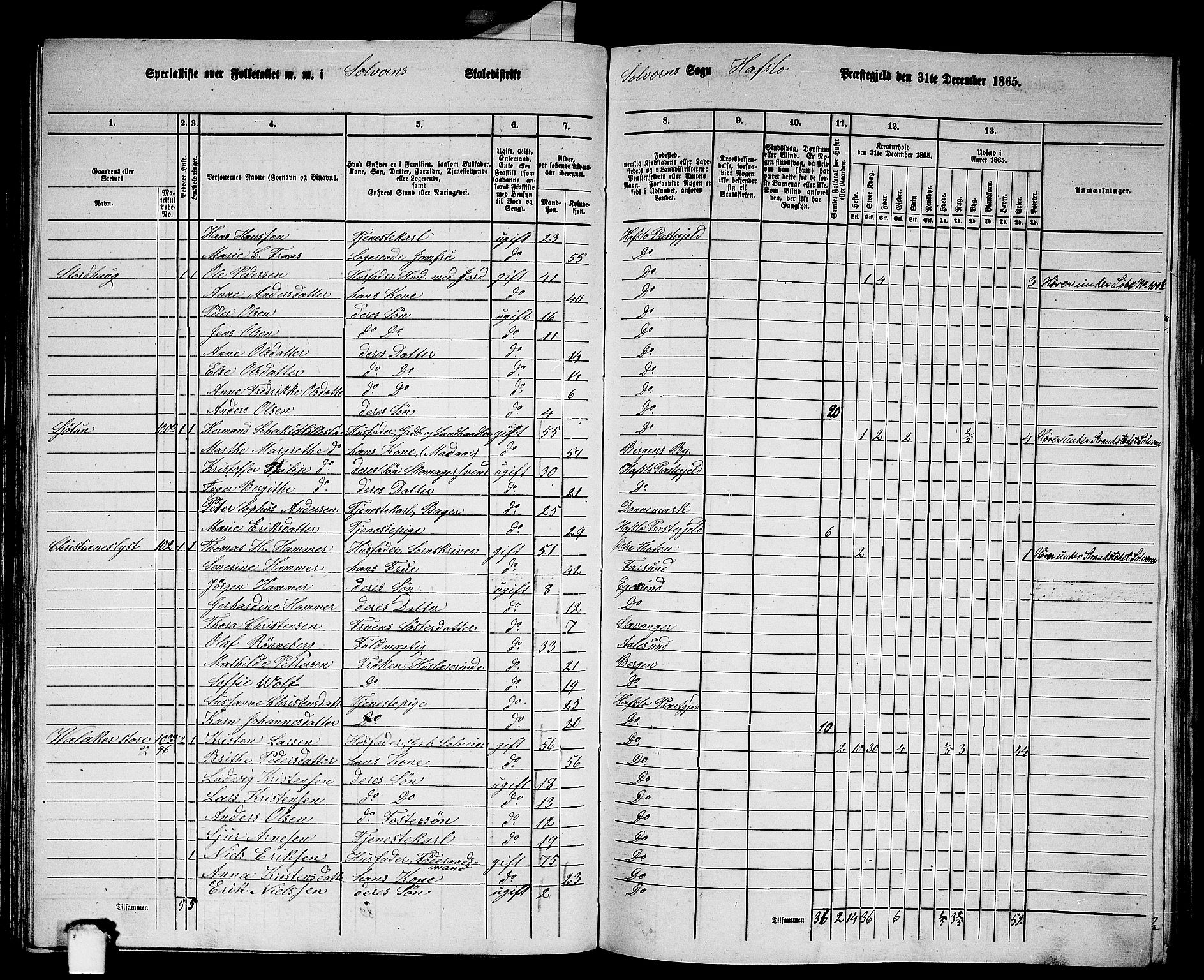 RA, 1865 census for Hafslo, 1865, p. 70