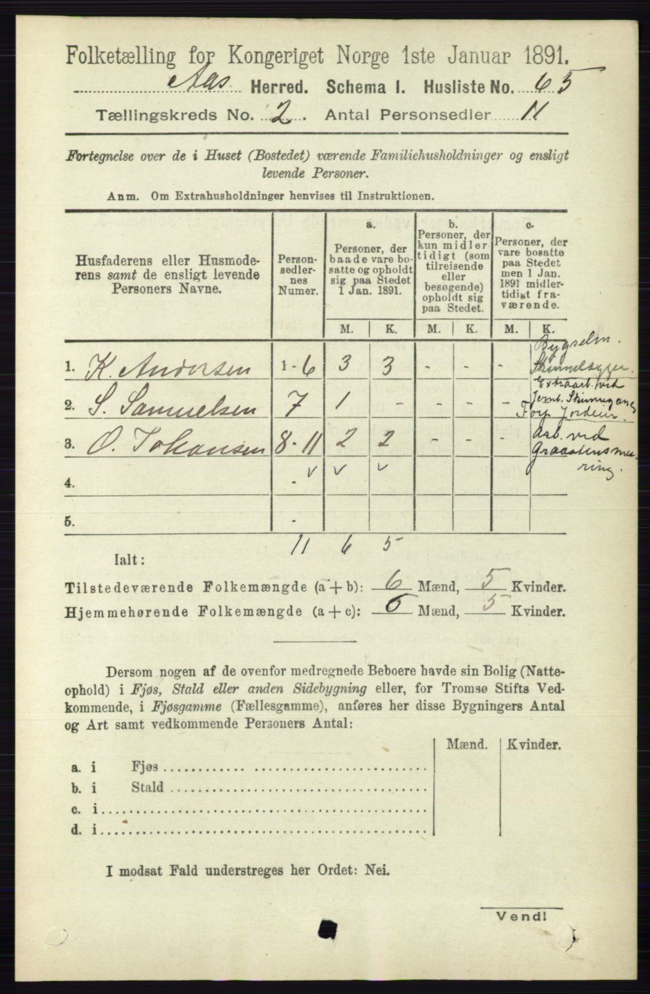 RA, 1891 census for 0214 Ås, 1891, p. 1567