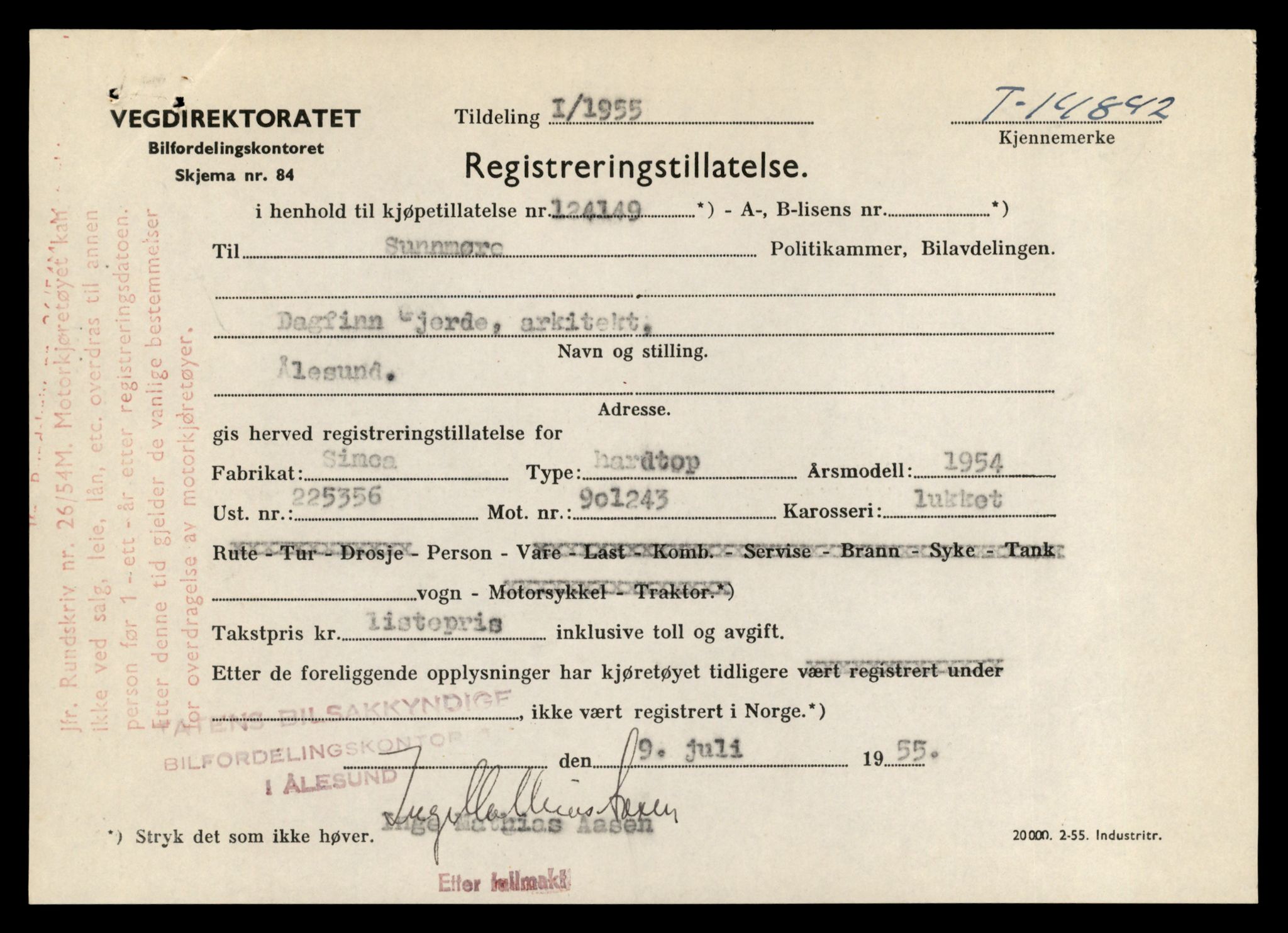 Møre og Romsdal vegkontor - Ålesund trafikkstasjon, AV/SAT-A-4099/F/Fe/L0048: Registreringskort for kjøretøy T 14721 - T 14863, 1927-1998, p. 2791