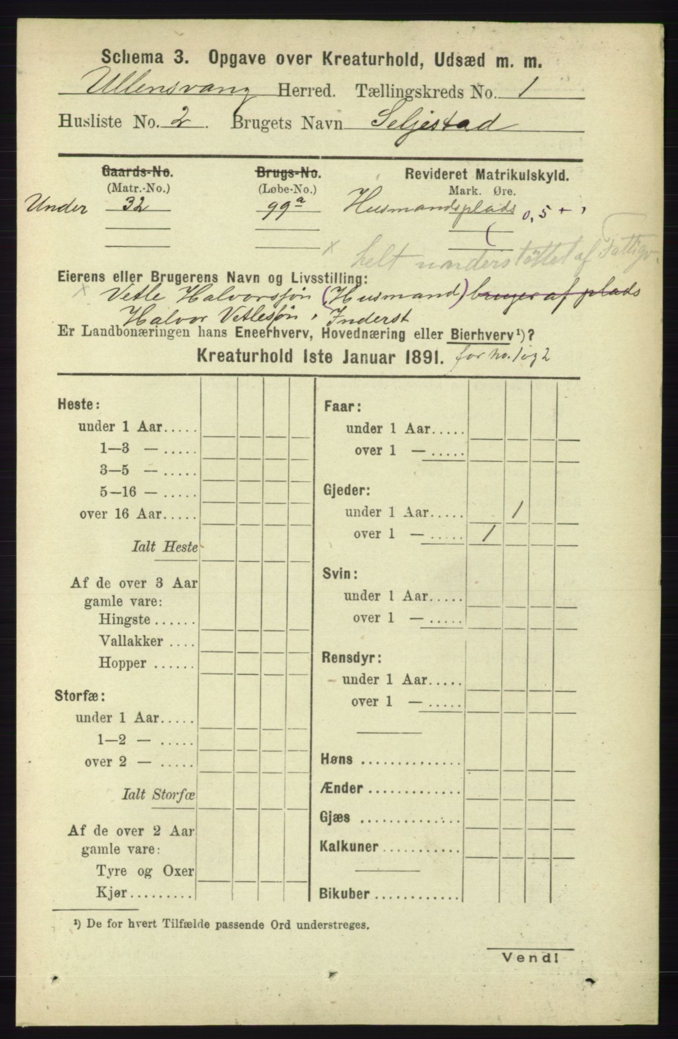 RA, 1891 census for 1230 Ullensvang, 1891, p. 6669