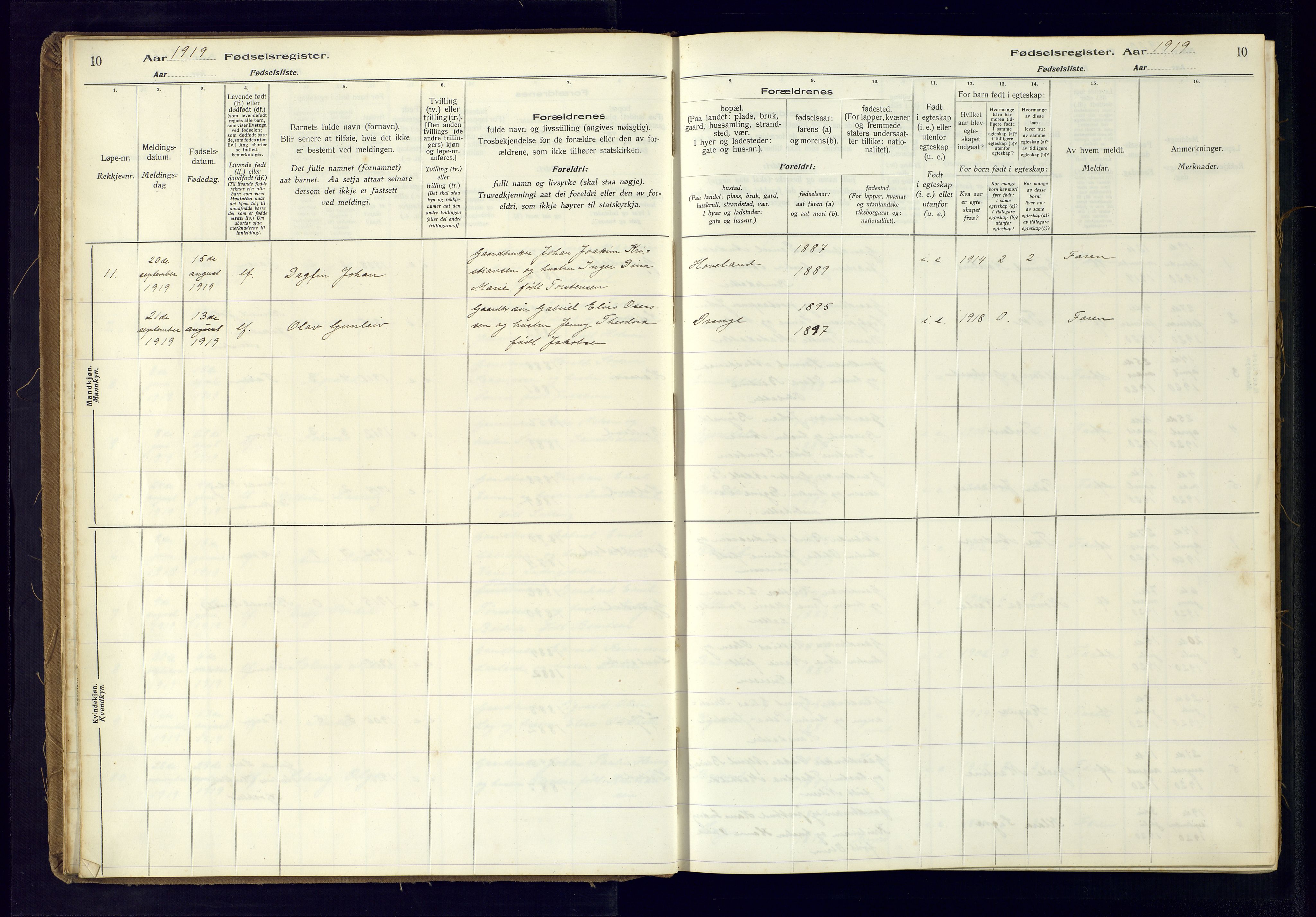 Herad sokneprestkontor, AV/SAK-1111-0018/J/Ja/L0001: Birth register no. A-VI-12, 1916-1981, p. 10