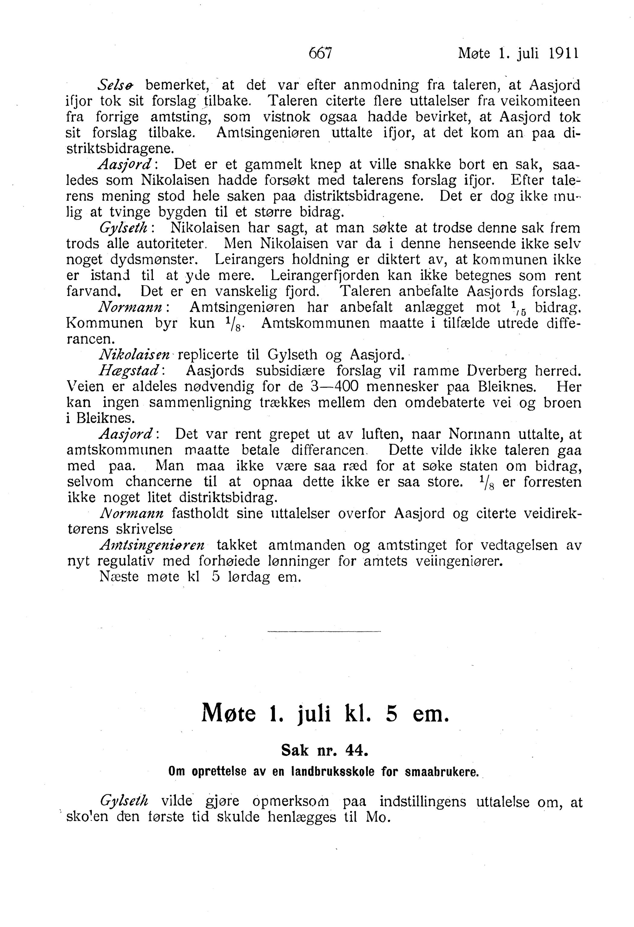 Nordland Fylkeskommune. Fylkestinget, AIN/NFK-17/176/A/Ac/L0034: Fylkestingsforhandlinger 1911, 1911, p. 667