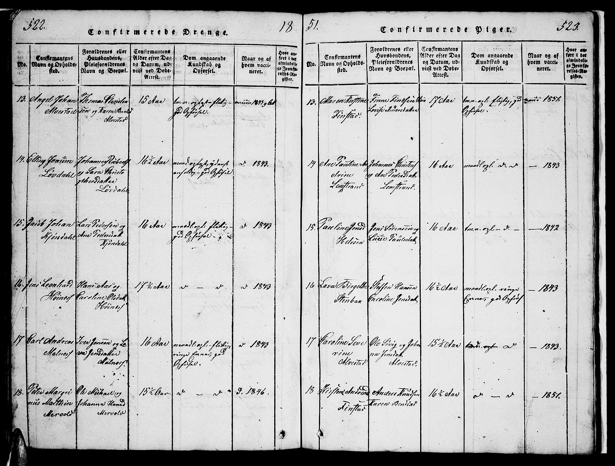 Ministerialprotokoller, klokkerbøker og fødselsregistre - Nordland, AV/SAT-A-1459/880/L1139: Parish register (copy) no. 880C01, 1836-1857, p. 522-523