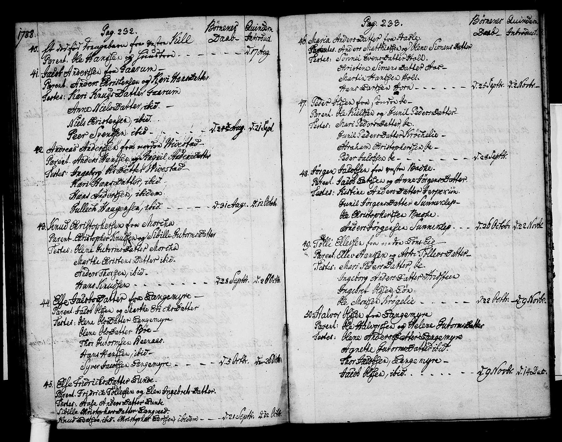 Ramnes kirkebøker, SAKO/A-314/F/Fa/L0002: Parish register (official) no. I 2, 1773-1790, p. 232-233