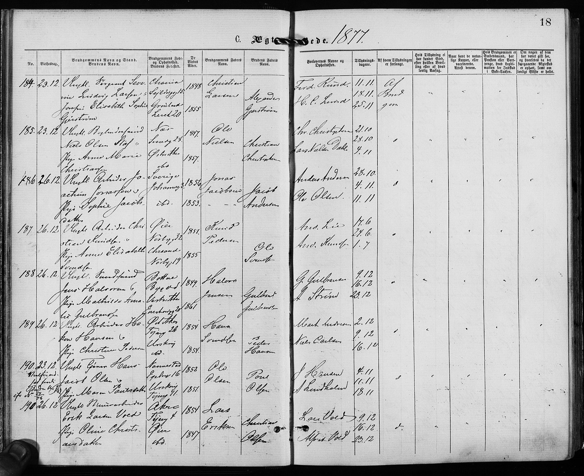 Grønland prestekontor Kirkebøker, SAO/A-10848/F/Fa/L0006: Parish register (official) no. 6, 1877-1886, p. 18