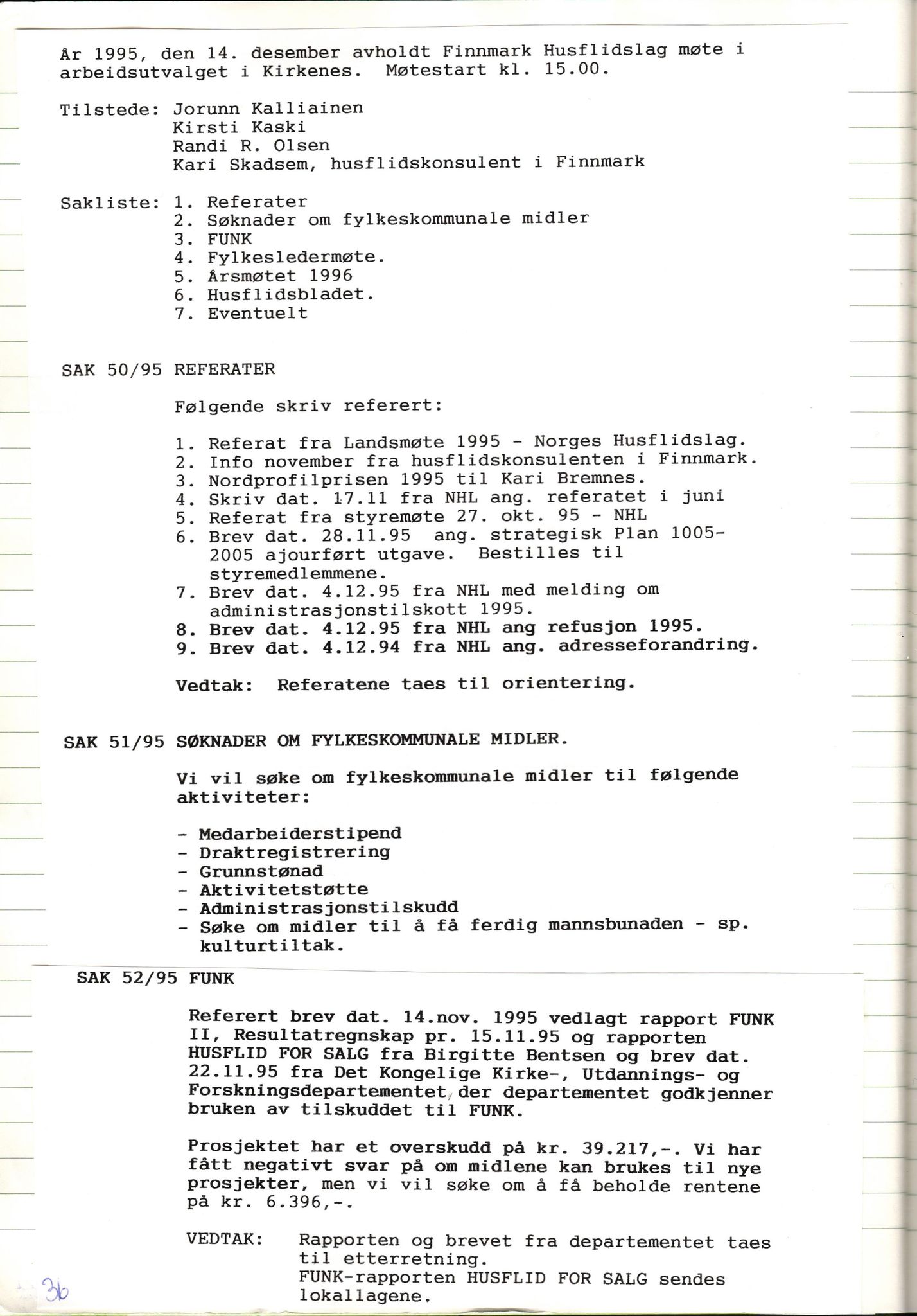 Finnmark Husflidslag, FMFB/A-1134/A/L0004: Møtebok, 1995-2000, p. 40