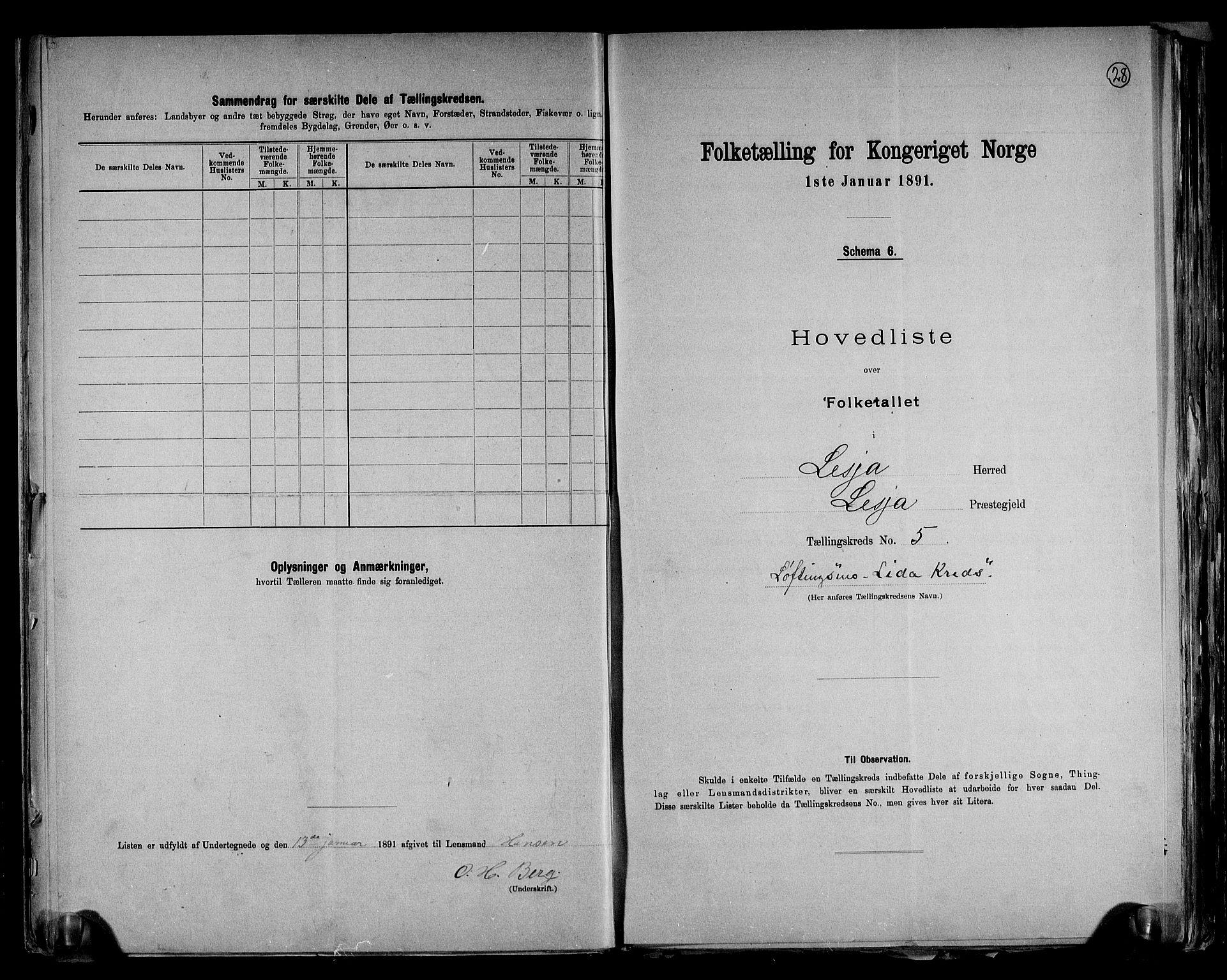 RA, 1891 census for 0512 Lesja, 1891, p. 13