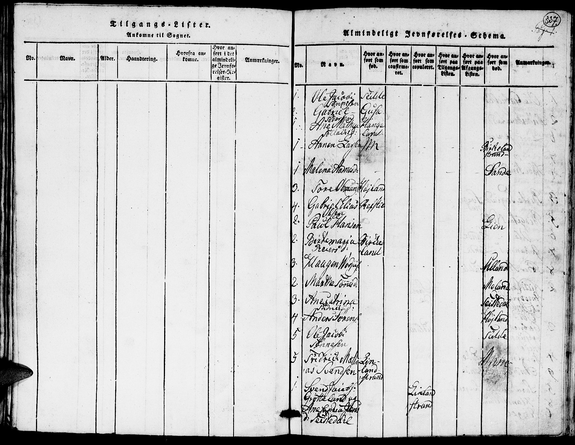 Kvinesdal sokneprestkontor, SAK/1111-0026/F/Fa/Faa/L0001: Parish register (official) no. A 1, 1815-1849, p. 337