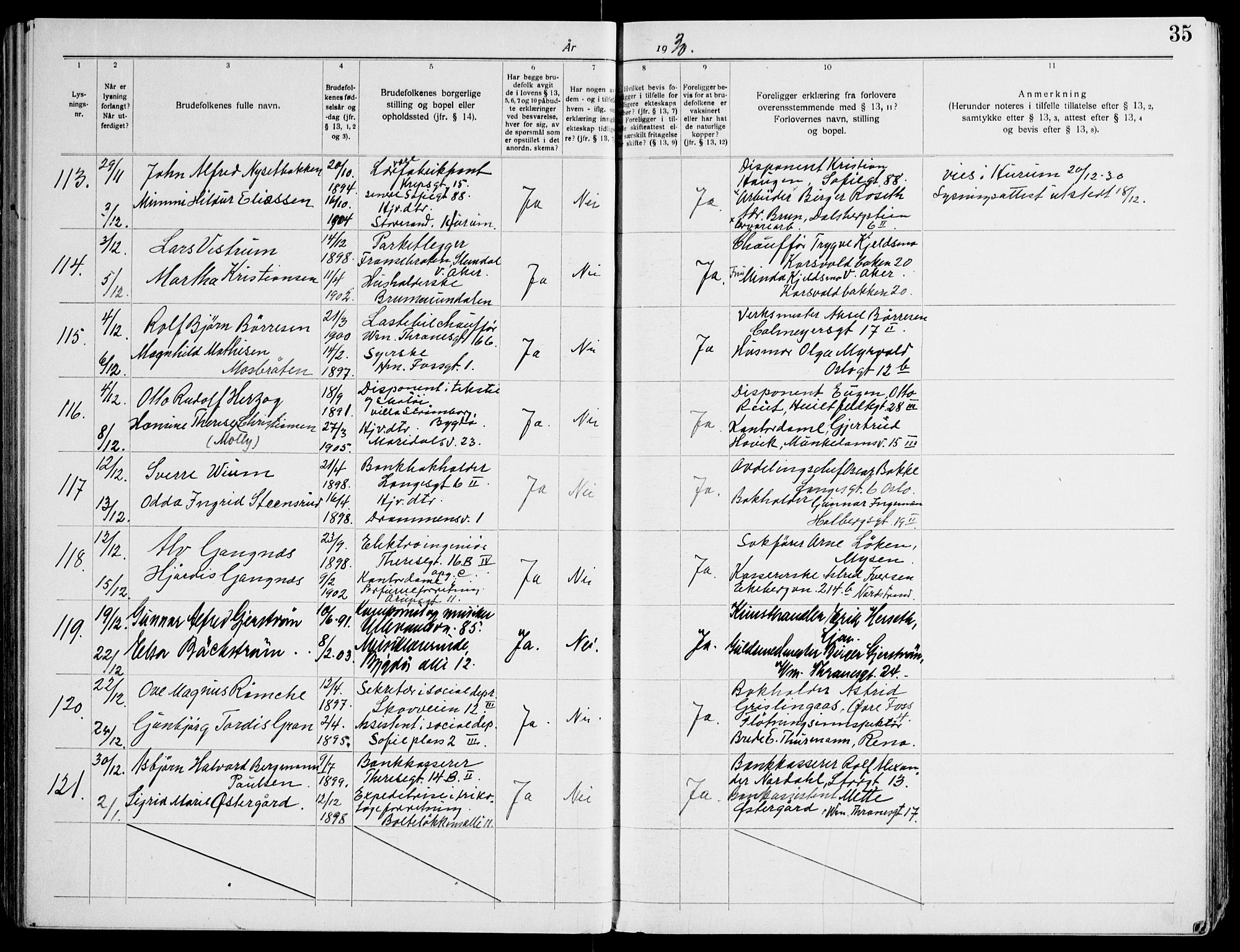 Gamle Aker prestekontor Kirkebøker, AV/SAO-A-10617a/H/L0007: Banns register no. 7, 1928-1935, p. 35