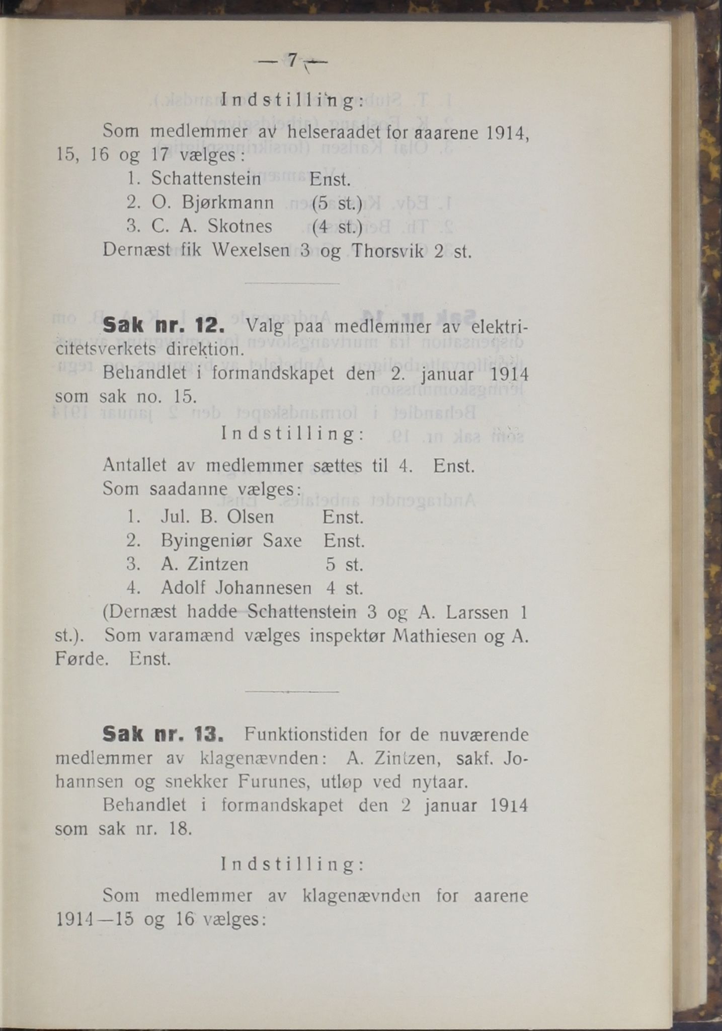 Narvik kommune. Formannskap , AIN/K-18050.150/A/Ab/L0004: Møtebok, 1914