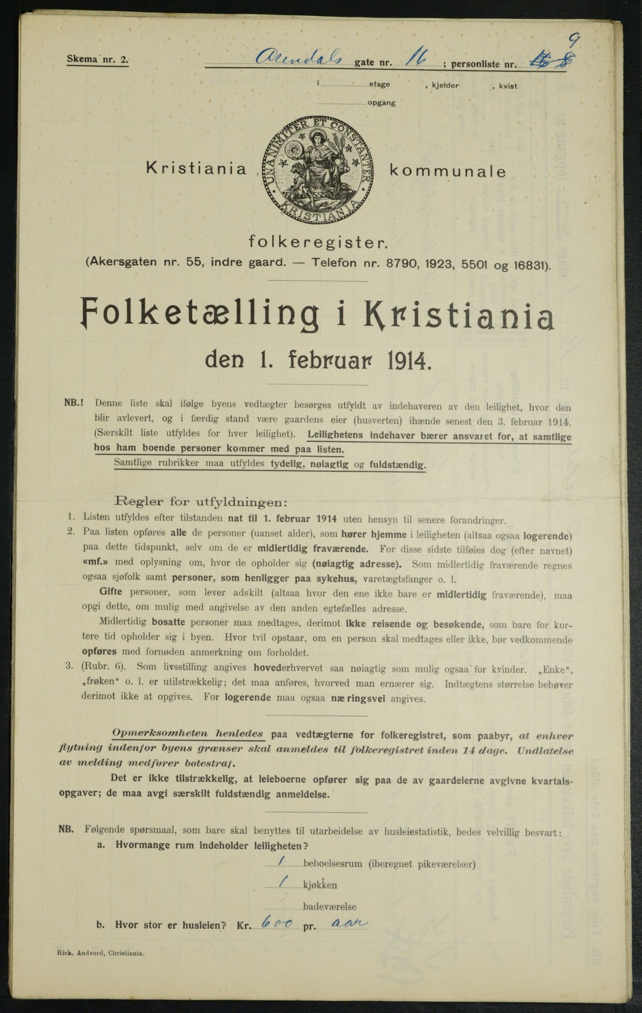 OBA, Municipal Census 1914 for Kristiania, 1914, p. 1981