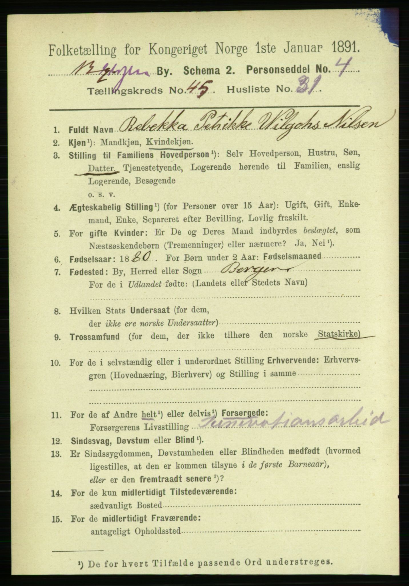 RA, 1891 Census for 1301 Bergen, 1891, p. 54225