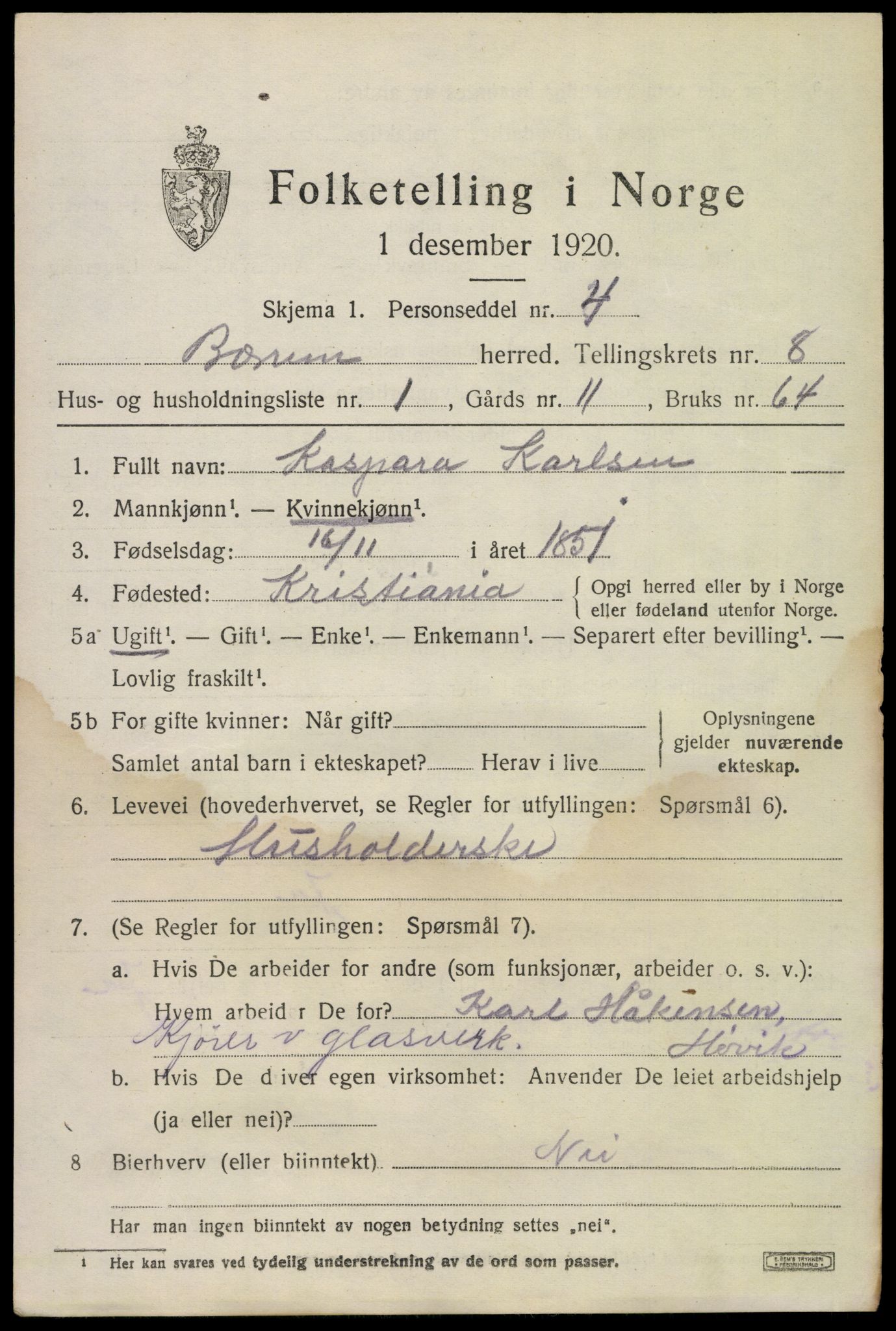 SAO, 1920 census for Bærum, 1920, p. 18202