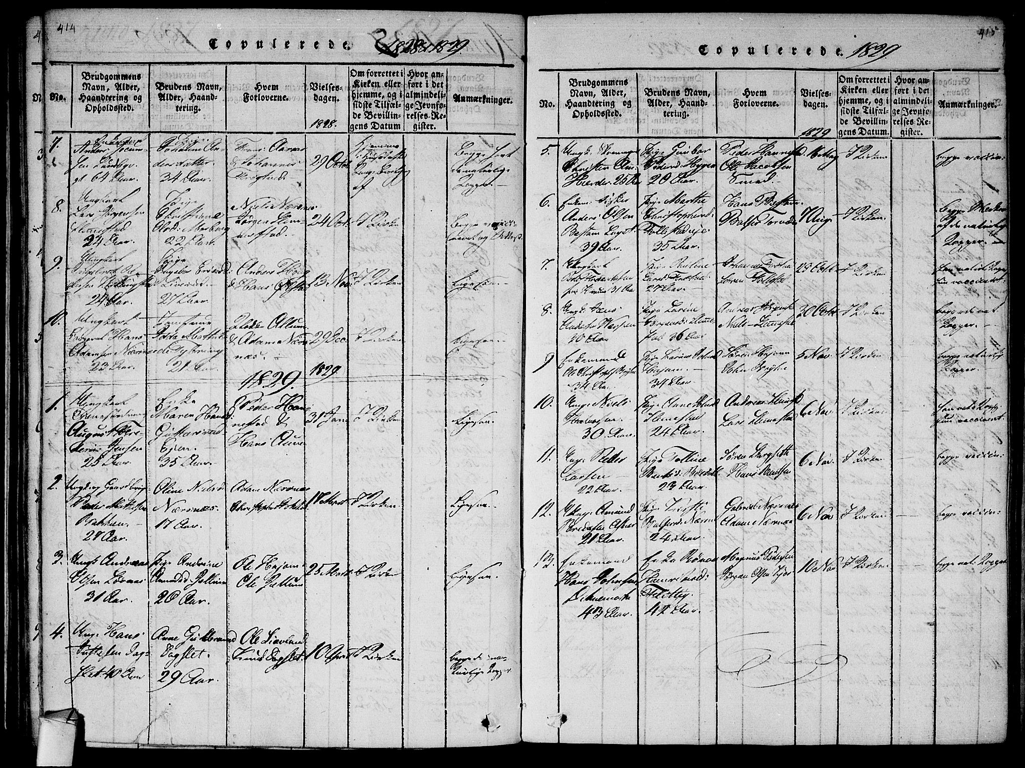 Røyken kirkebøker, AV/SAKO-A-241/F/Fa/L0004: Parish register (official) no. 4, 1814-1832, p. 414-415