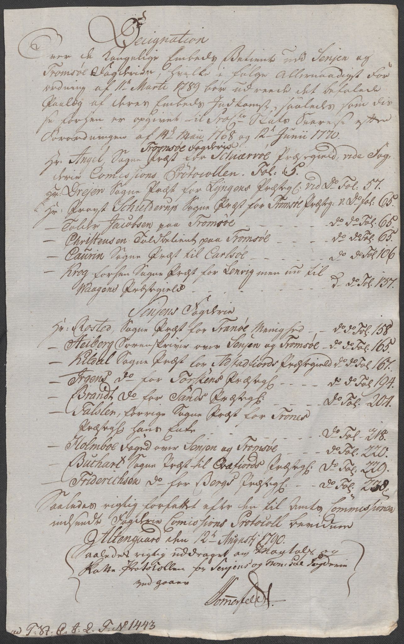 Rentekammeret inntil 1814, Reviderte regnskaper, Mindre regnskaper, AV/RA-EA-4068/Rf/Rfe/L0042:  Senja og Troms fogderi, 1789, p. 15