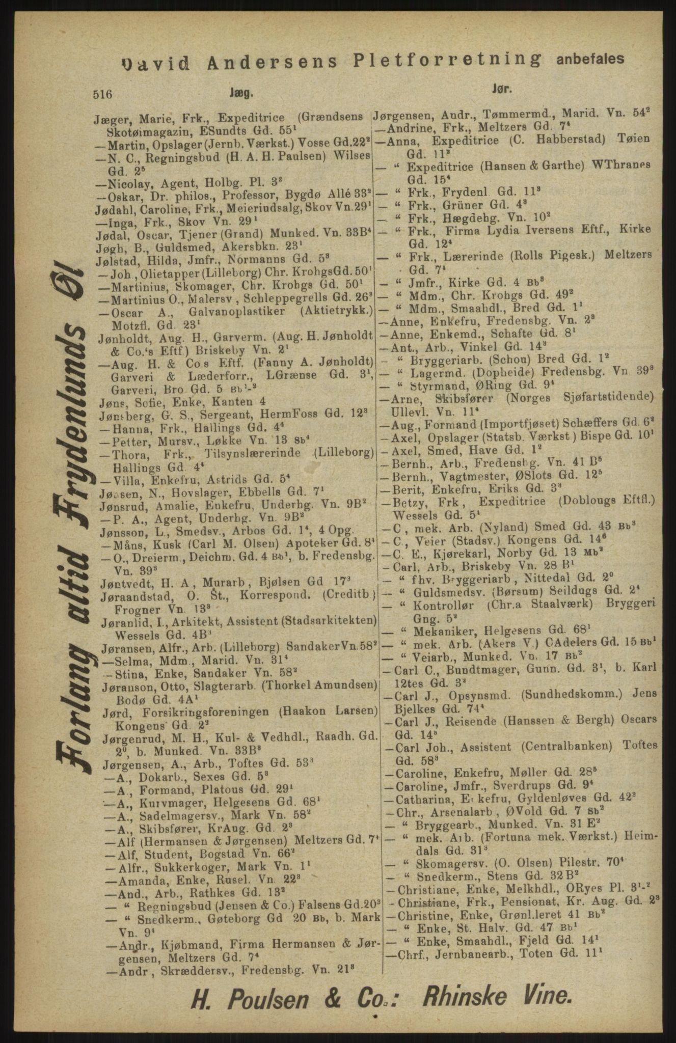 Kristiania/Oslo adressebok, PUBL/-, 1904, p. 516